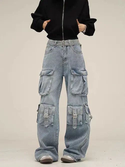 VIBE vintage multi-pocket wash design work jeans Size US 30 / EU 46 - 1 Preview