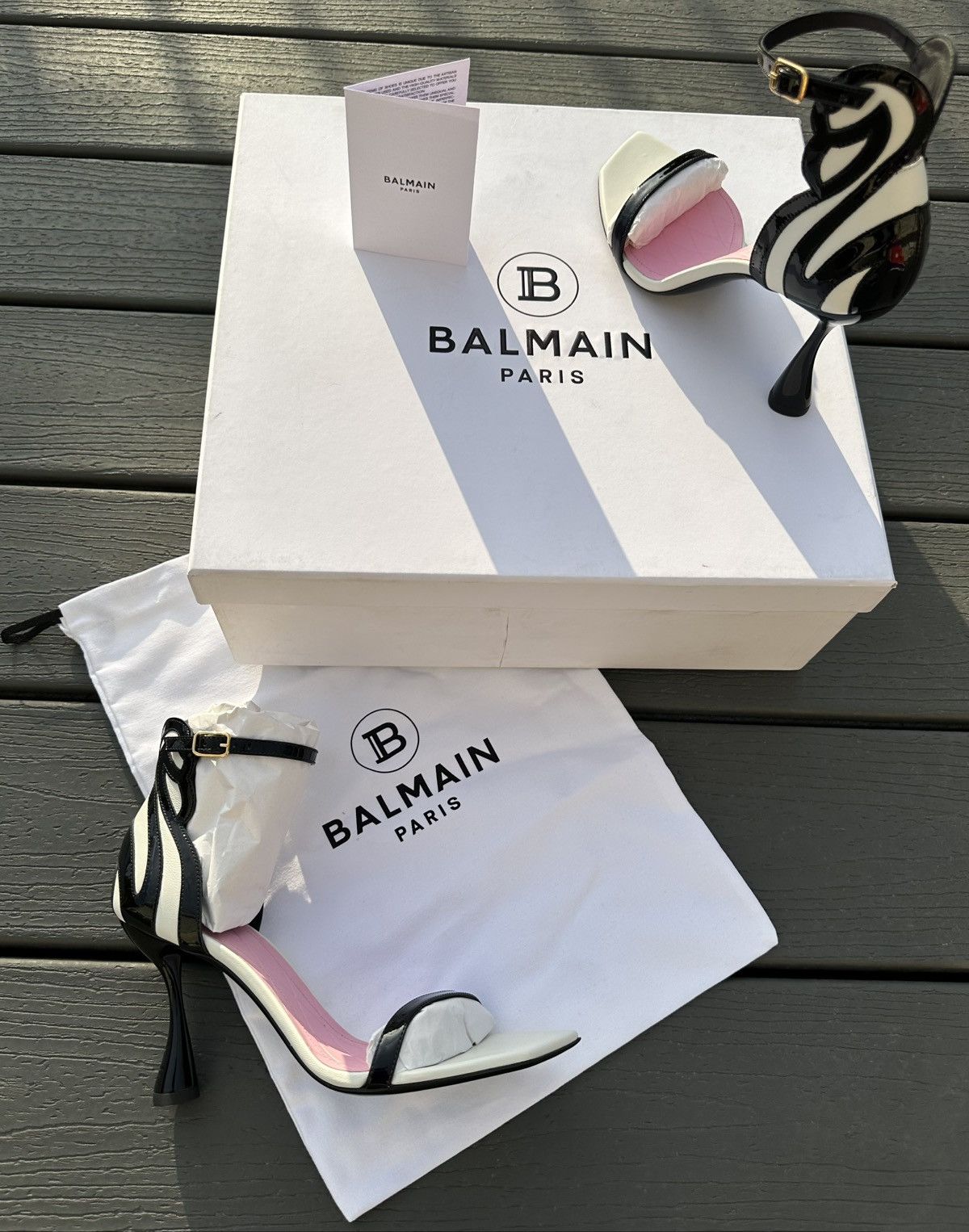 Balmain Balmain Eden 95MM Colorblocked Patent Leather Sandals Size 7 Size US 7 / IT 37 - 1 Thumbnail