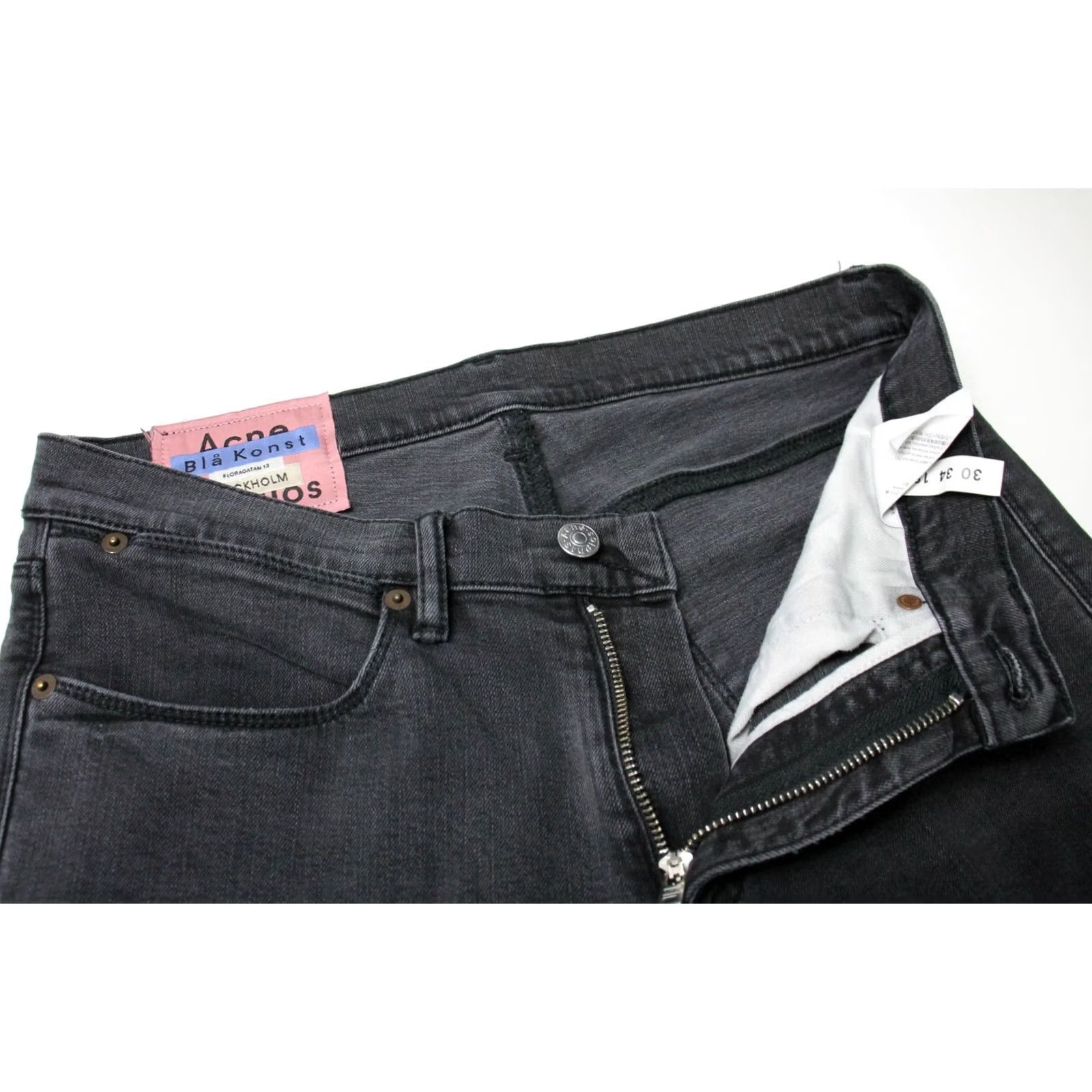 Acne Studios ACNE STUDIOS Jeans Men's W30/L34 Slim Washed Black Zip Fly Blocked By Slight Wear Max Used Blk Slim Fit Zip Fly Jeans Men W30/L34 Black Size US 30 / EU 46 - 4 Thumbnail