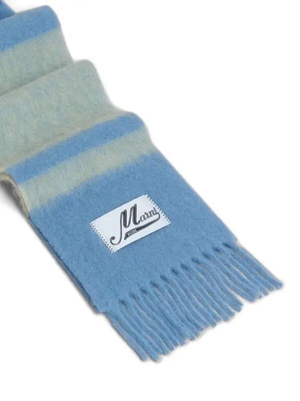 Marni o1w1db11125 Size: OS/Fringed brushed Knit Scarf in Blue Size ONE SIZE - 2 Thumbnail