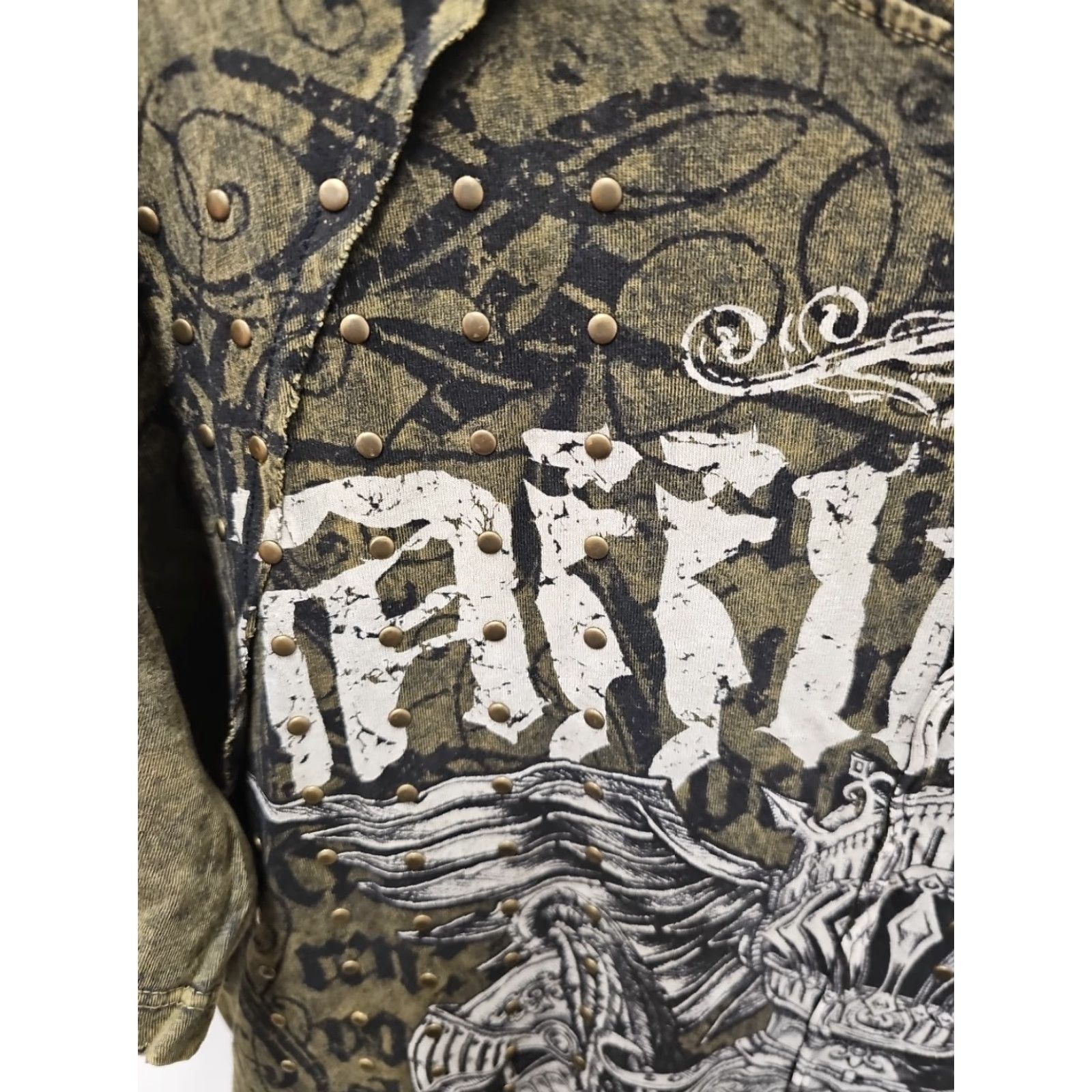 Affliction Affliction Shirt Men's Large Crewneck Beaded Distressed Graphic Print Multicolor Rockabilly 2000s Casual T-Shirt Crew Neck Short Sleeve Size US L / EU 52-54 / 3 - 2 Thumbnail