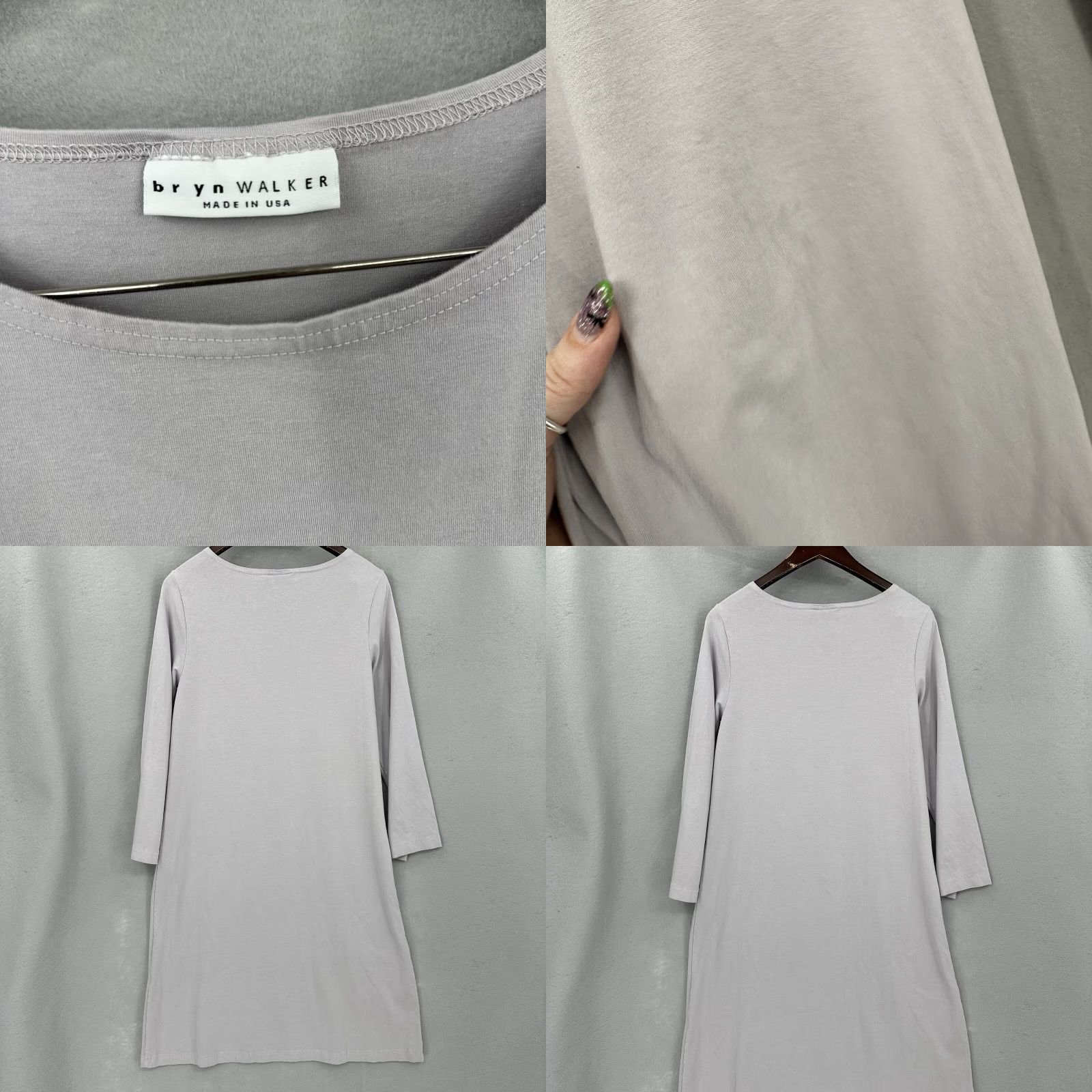 Vintage Bryn Walker Dress Women XS Gray Jersey Rayon Spandex 3/4 Sleeve Scoop Neck Casual Midi Womens Size XS / US 0-2 / IT 36-38 - 8 Thumbnail
