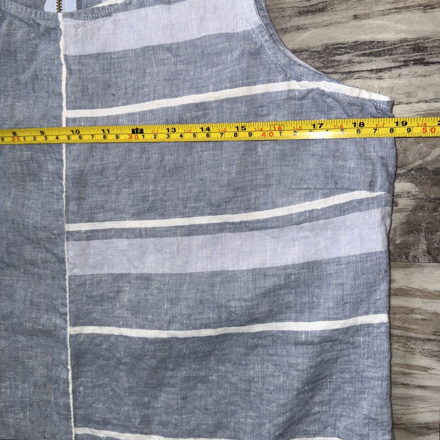 Ellen Tracy Ellen Tracy Women's Linen Striped Sleeveless Shirt Zip Back Blue White Tank M Relaxed Casual Beach Bohemian Womens Size M / US 6-8 / IT 42-44 - 7 Thumbnail