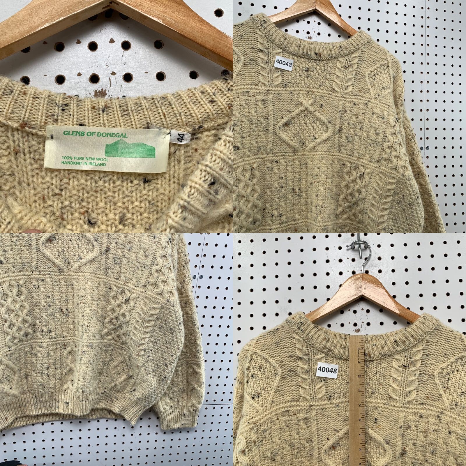 Vintage VINTAGE Glens Of Donegal Wool Knit Sweater Mens Size L Beige Hand Knit Crew Neck Cable Knit 24x25 United States Mens Size US L / EU 52-54 / 3 - 8 Thumbnail