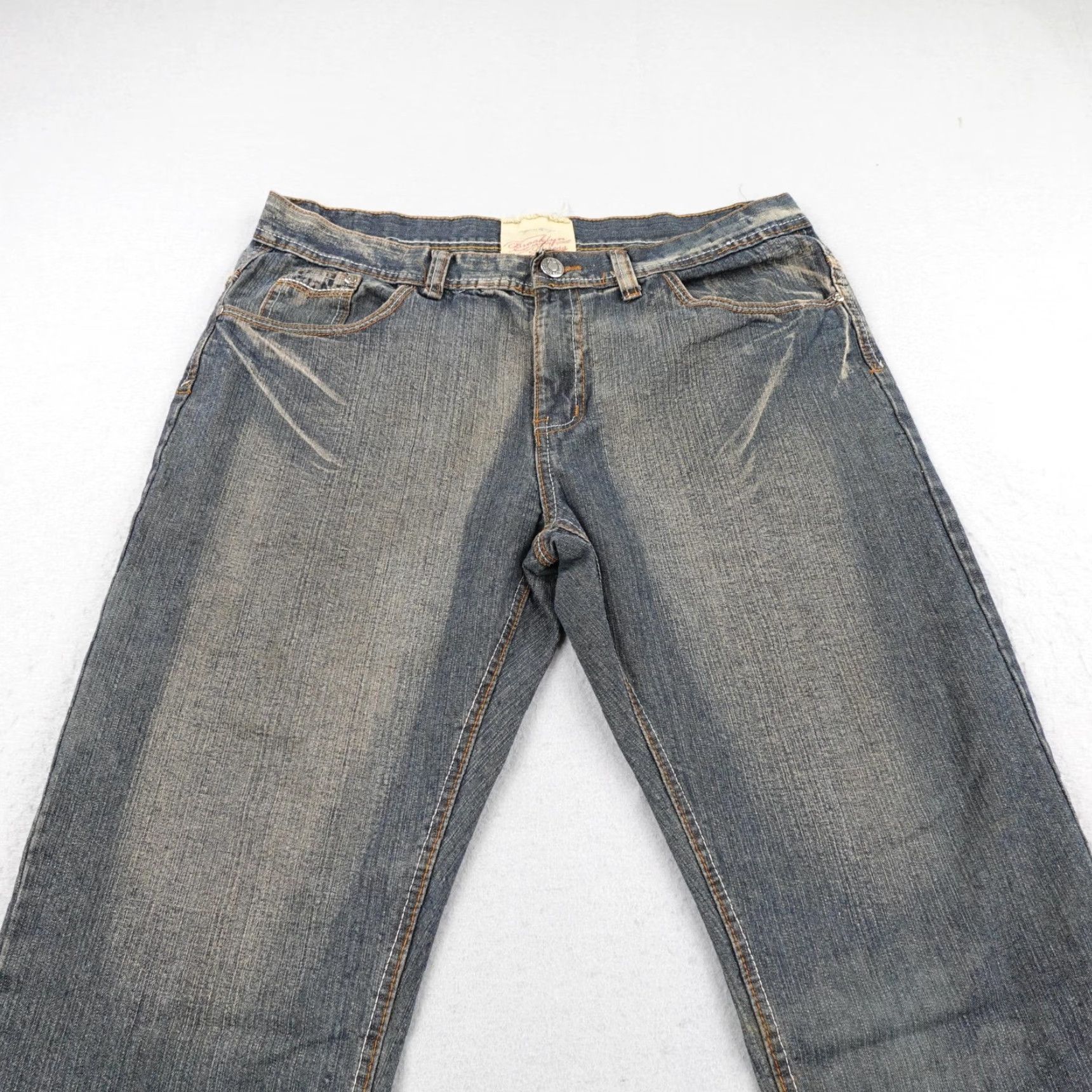 Express VINTAGE Brooklyn Xpress Jeans Mens 38x34 Blue Denim Faded Y2K Pants Size US 38 / EU 54 - 2 Thumbnail