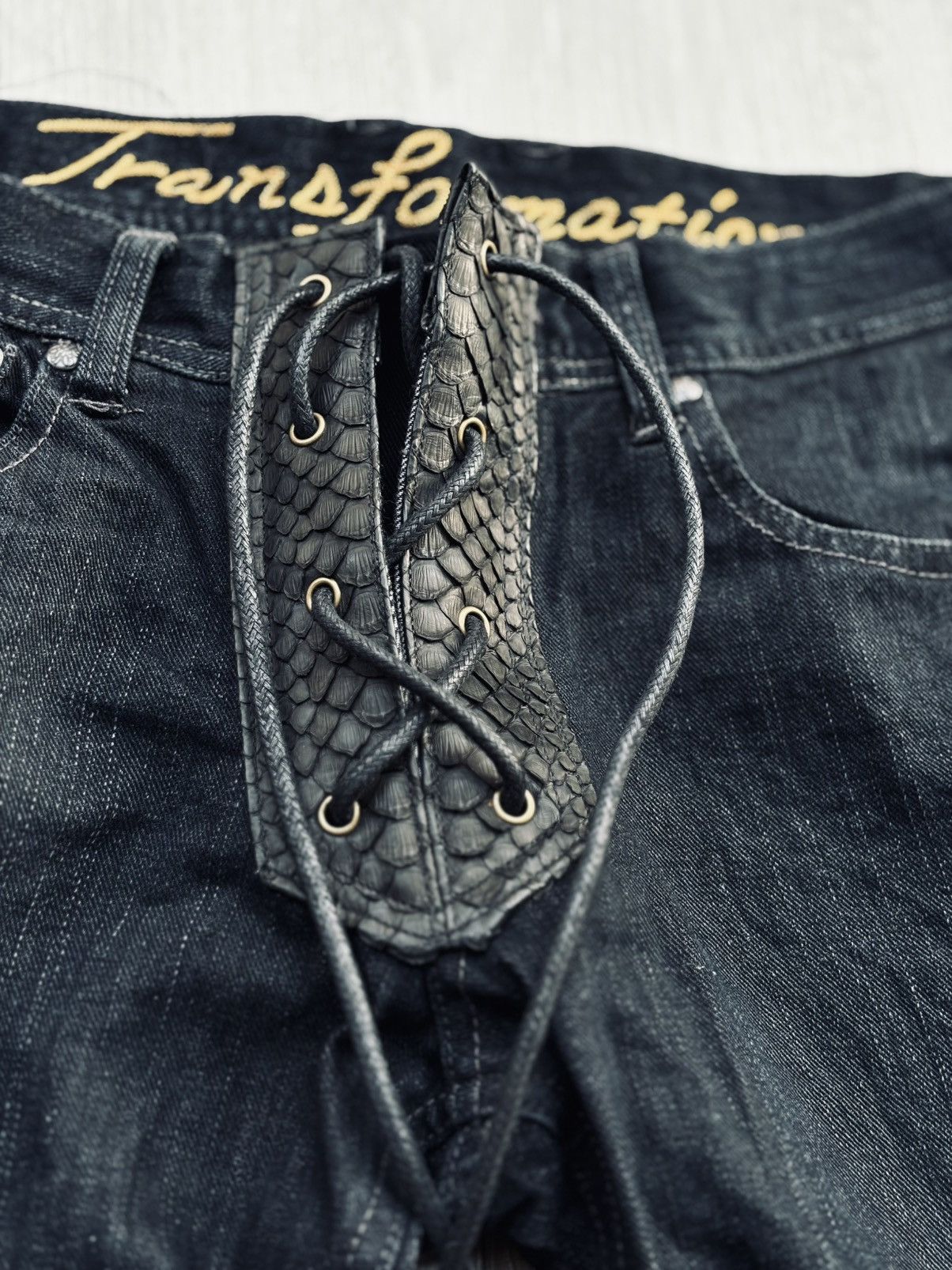 5351 POUR LES HOMMES 291295 homme phyton lace up jeans Size US 30 / EU 46 - 3 Thumbnail