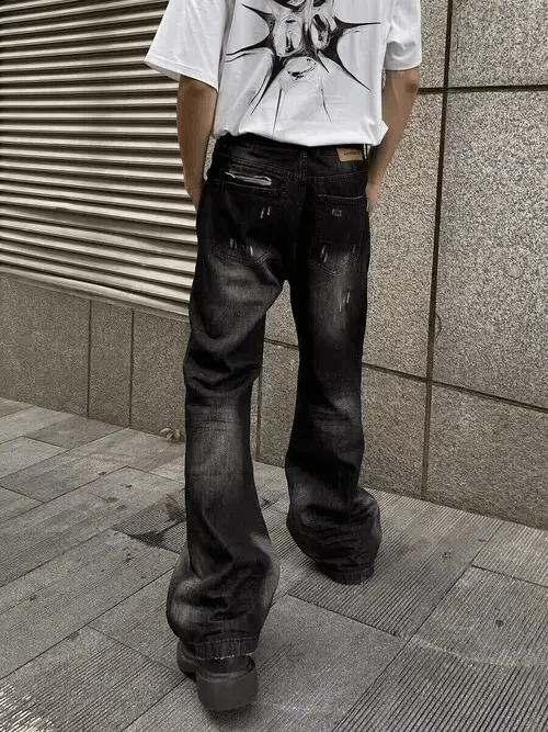 Japanese Brand × Jean Vintage high street baggy micro flared jeans Size US 30 / EU 46 - 2 Thumbnail