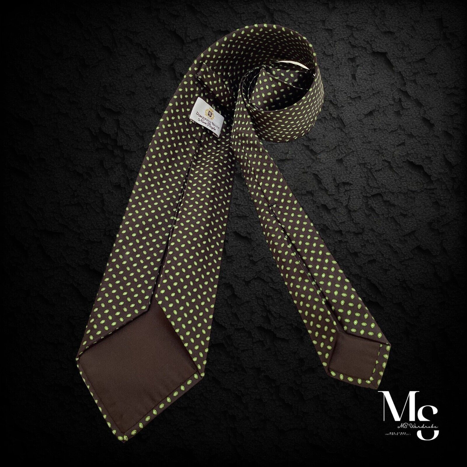 Domenico Vacca DOMENICO VACCA Nove Pieghe XL Green Brown Geometric Silk Tie Size ONE SIZE - 2 Thumbnail