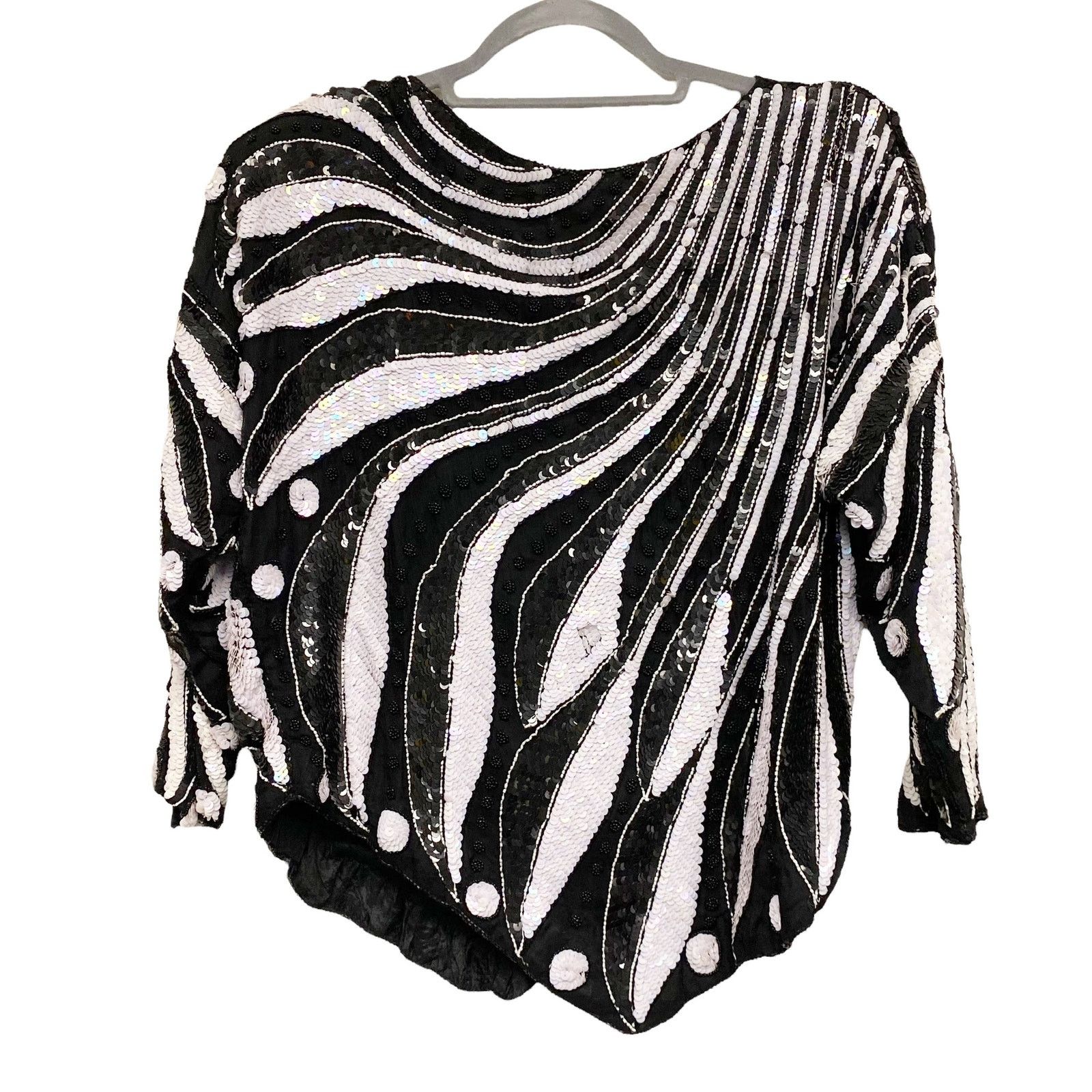 Vintage Vintage Imperial Handi Crafts Silk Beaded Sequin Blouse Top Size ONE SIZE - 4 Thumbnail