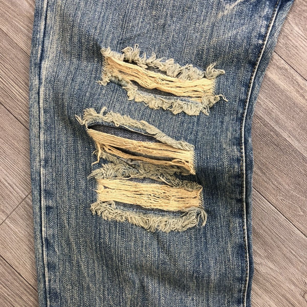 If Six Was Nine × Japanese Brand 2000s Crazy Distressed Point Loma I ❤️ Surf Baggy Jeans LGB Size US 31 - 8 Thumbnail