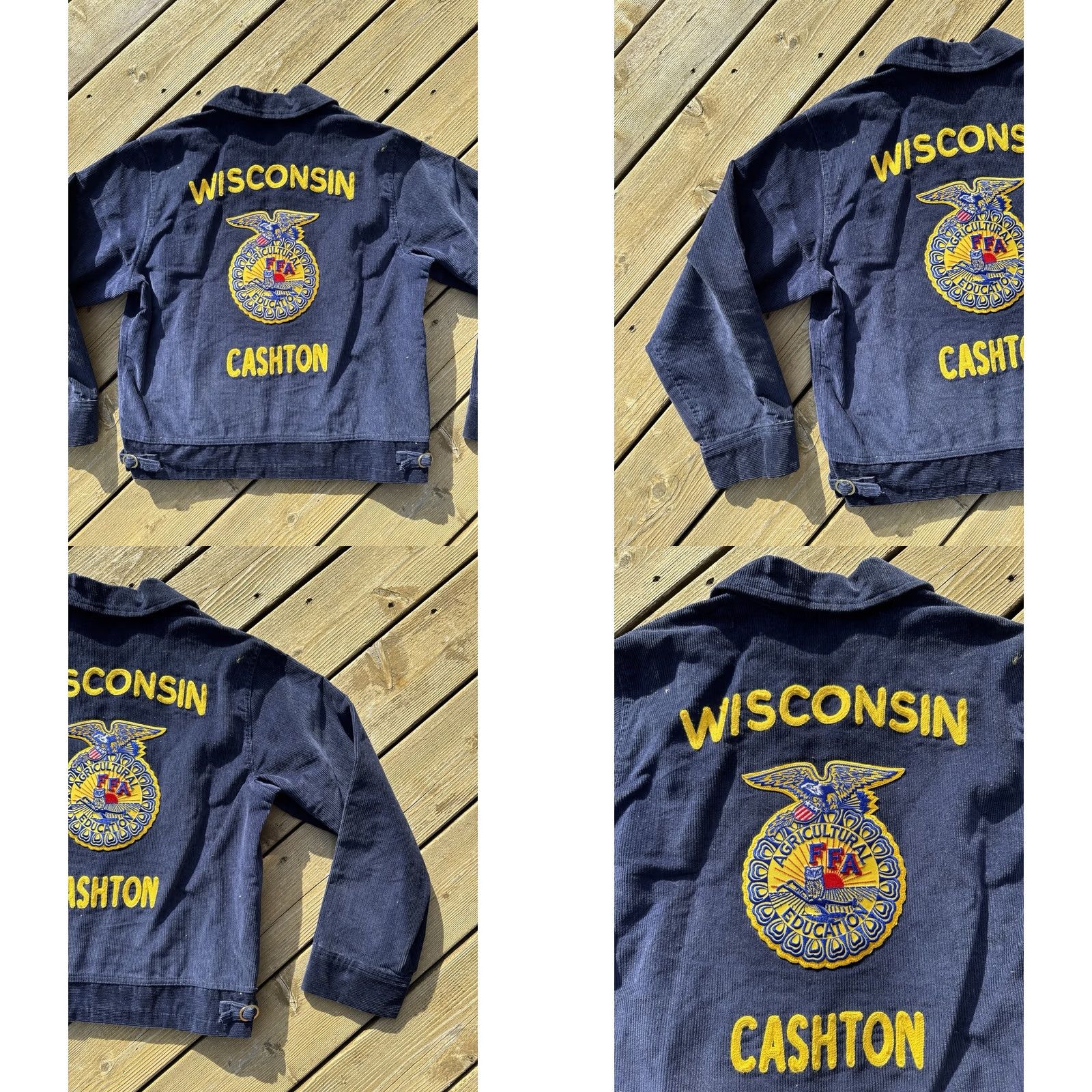 Vintage VINTAGE FFA Corduroy Jacket Navy Blue 38 Adult Medium Wisconsin Cashton FFA Emblem 1990s Casual Mens Size US XXS / EU 40 - 8 Thumbnail