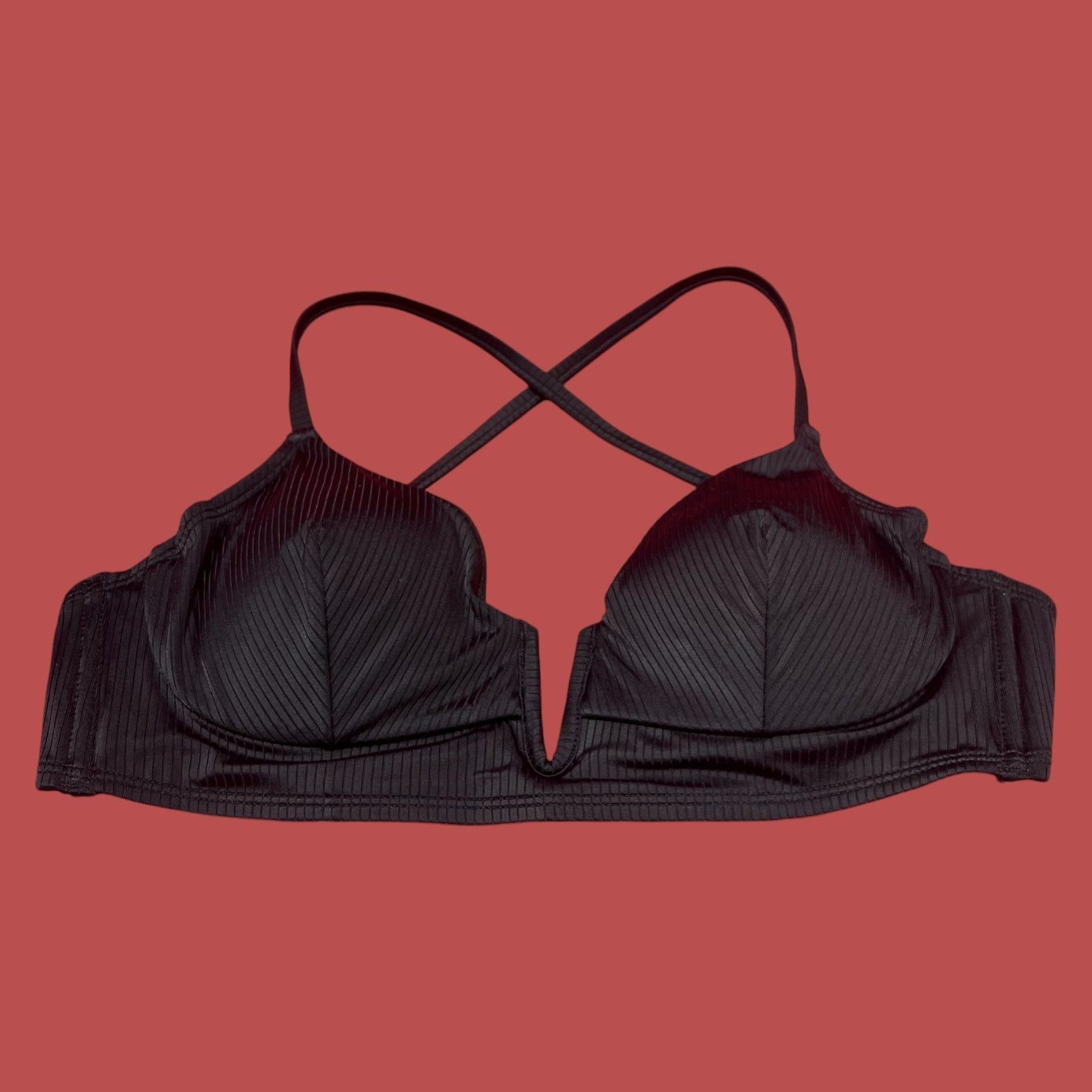 Other Shade & Shore - Women's Ribbed Longline V-Wire Bikini Top - Size ONE SIZE - 3 Thumbnail