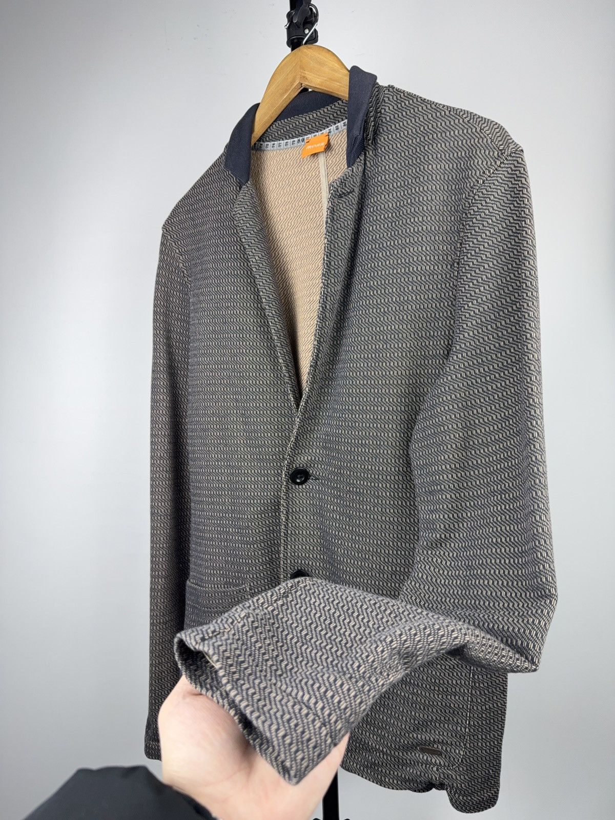Hugo Boss Luxury 00s Hugo Boss Brown Jersey knit Blazer Jacket Size US L / EU 52-54 / 3 - 7 Thumbnail