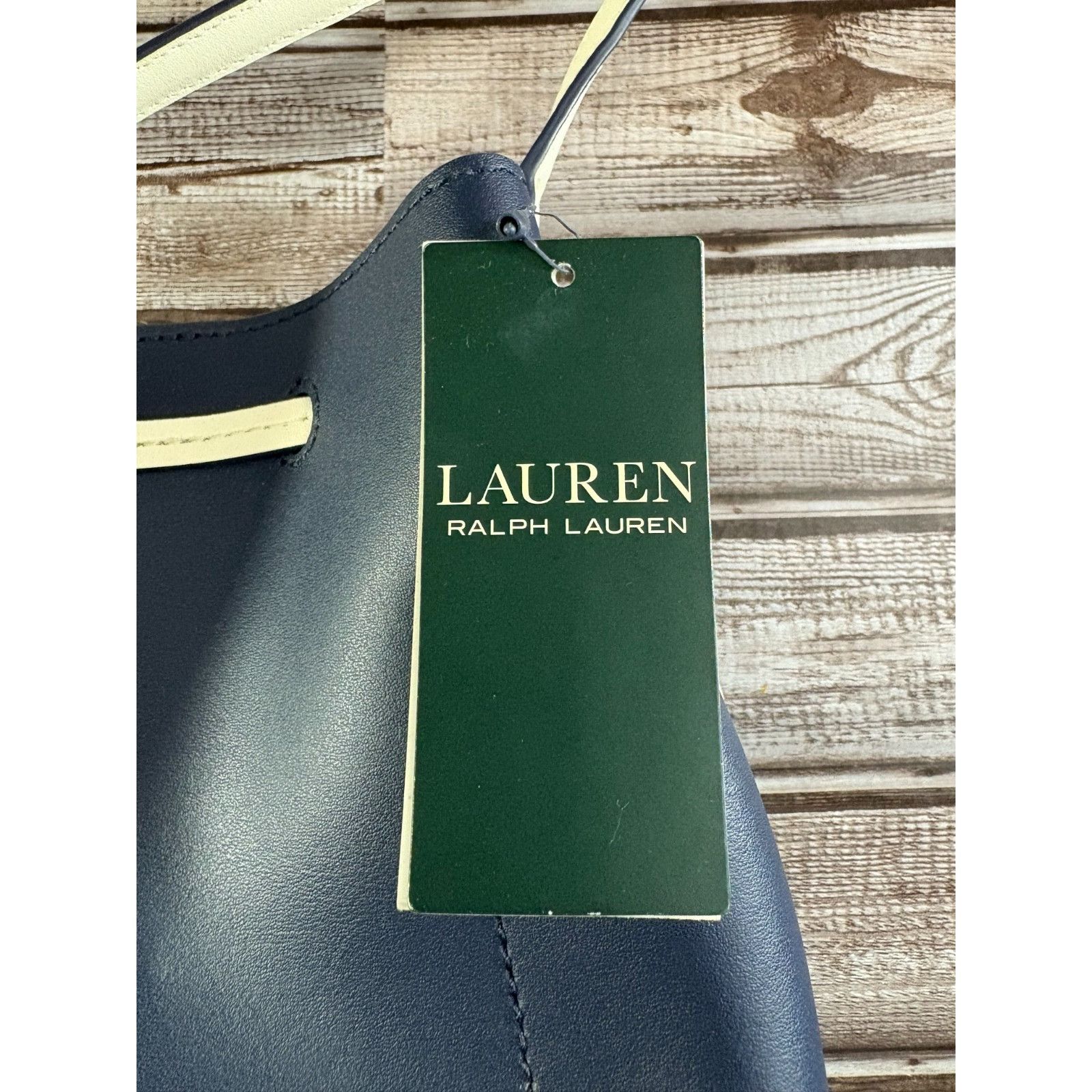 Lauren Ralph Lauren Lauren Ralph Lauren Leather Dryden Drawstring Bag color navy Size ONE SIZE - 3 Thumbnail