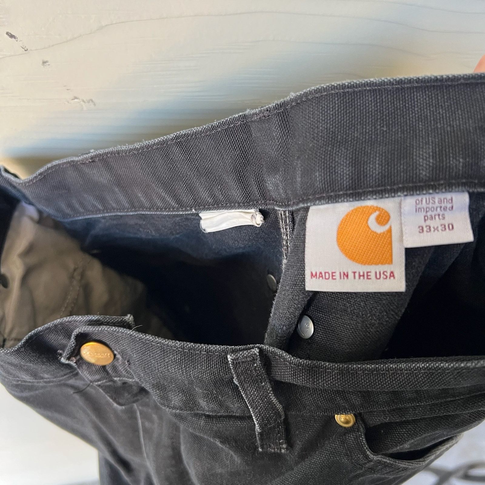 Carhartt × Vintage Carhartt faded black double knee work wear carpenter pants Size US 31 - 7 Thumbnail