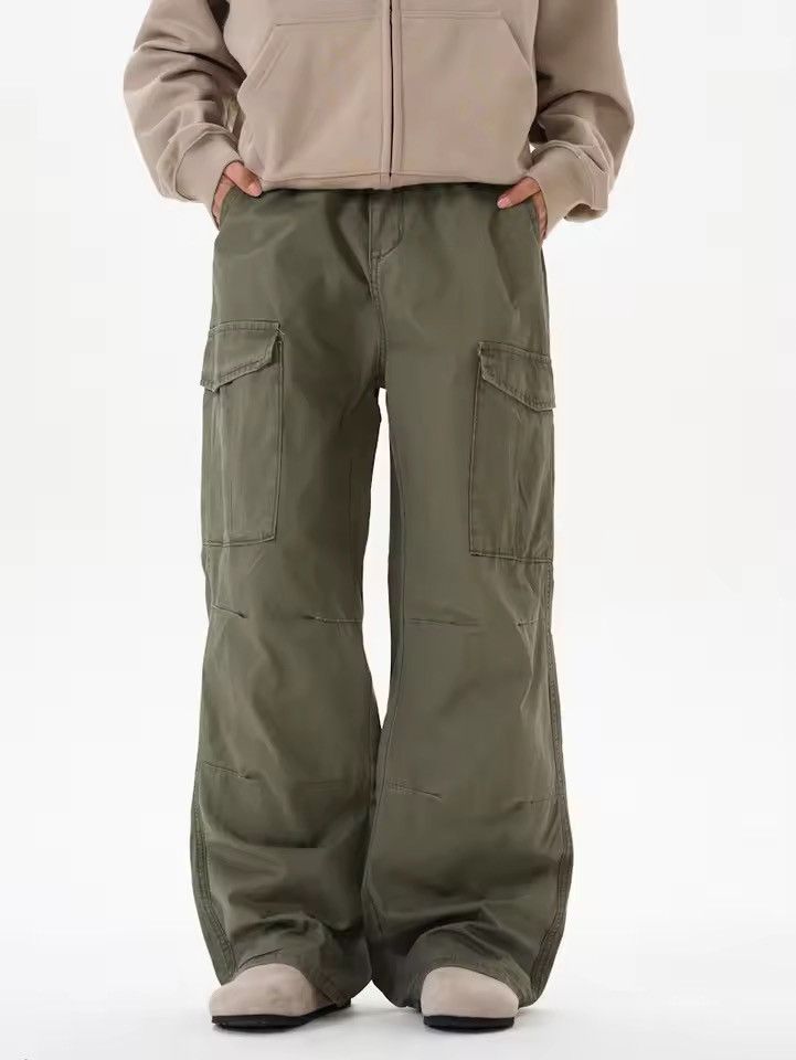 Japanese Brand Wide-Leg Cargo Pants in Green Size US 32 / EU 48 - 5 Thumbnail