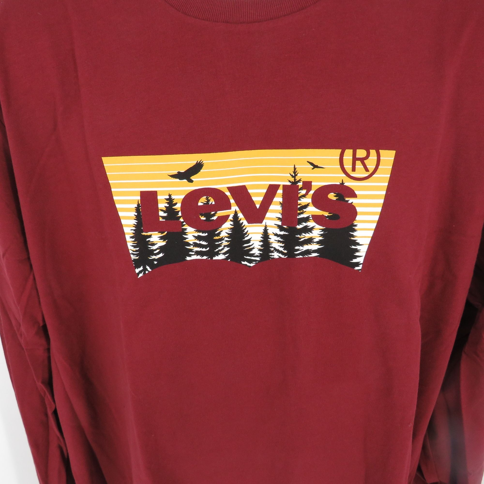 Levi's Levis Mens XXL Burgundy Long Sleeve Graphic Tee Crewneck Shi Size US XXL / EU 58 / 5 - 3 Thumbnail