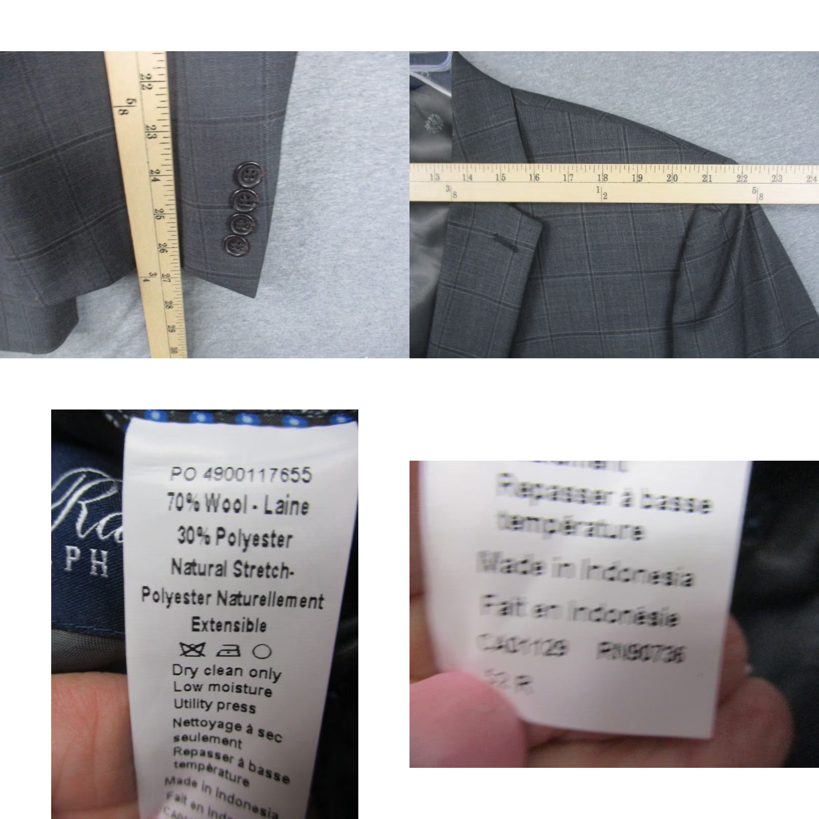 Ralph Lauren VINTAGE Ralph Lauren Blazer Gray Pinstripe 52R Wool Blend Stretch Men’s Coat Shirt? Size 52R - 8 Thumbnail