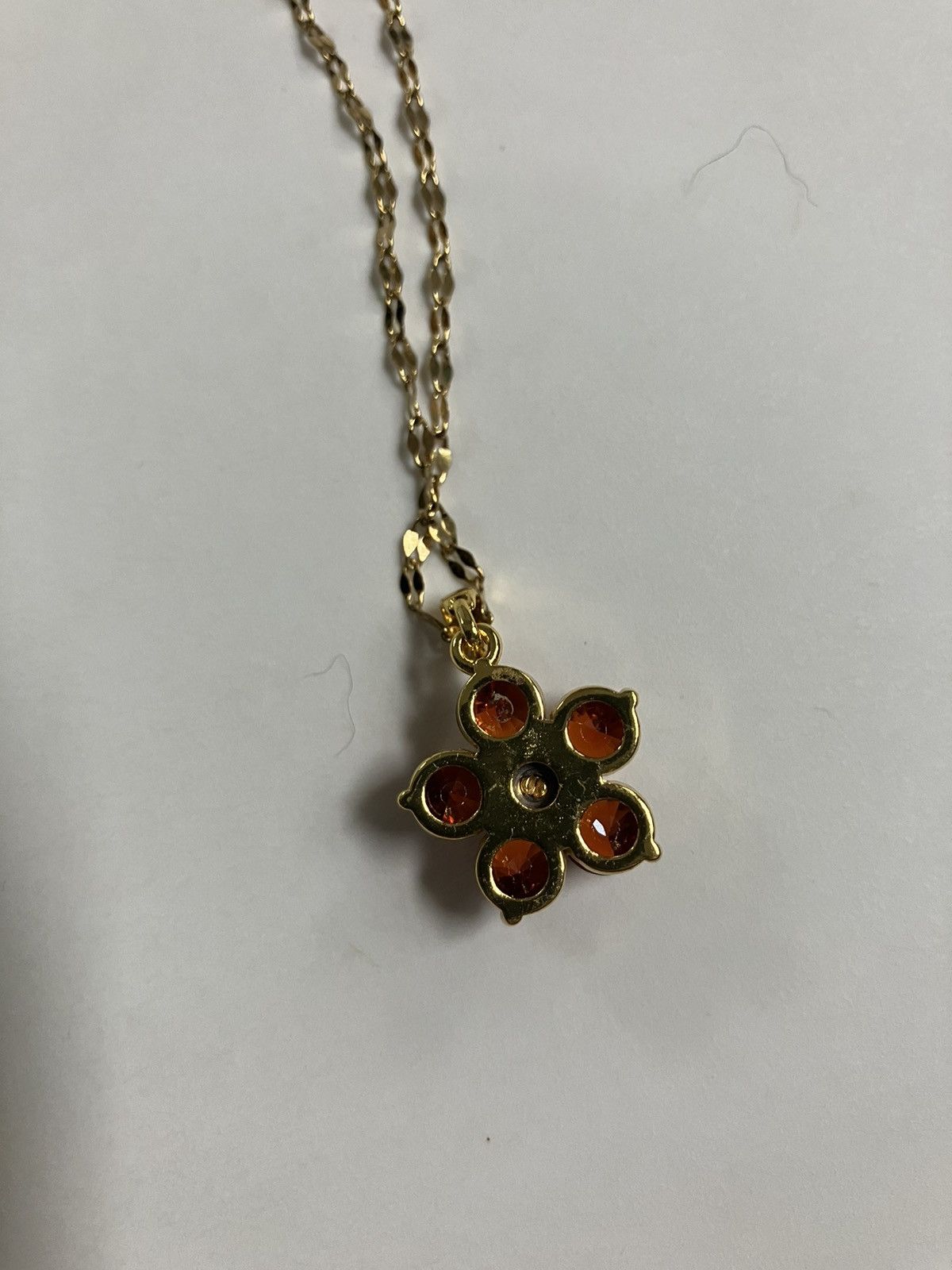 Handmade Gold Red Flower Crystal Star Fidget Necklace Size ONE SIZE - 3 Thumbnail