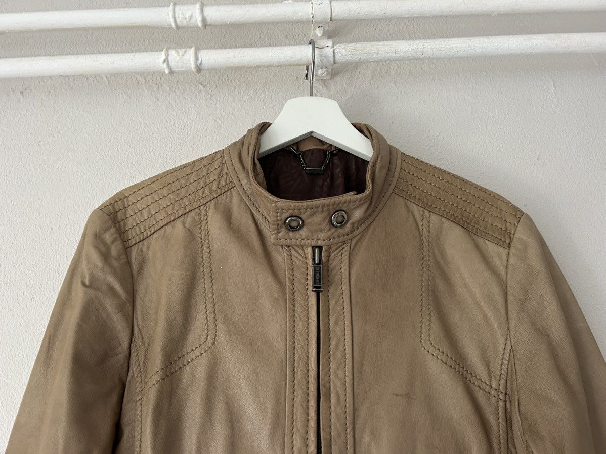 Dirk Bikkembergs Beige Leather Moto Jacket Size US M / EU 48-50 / 2 - 2 Thumbnail