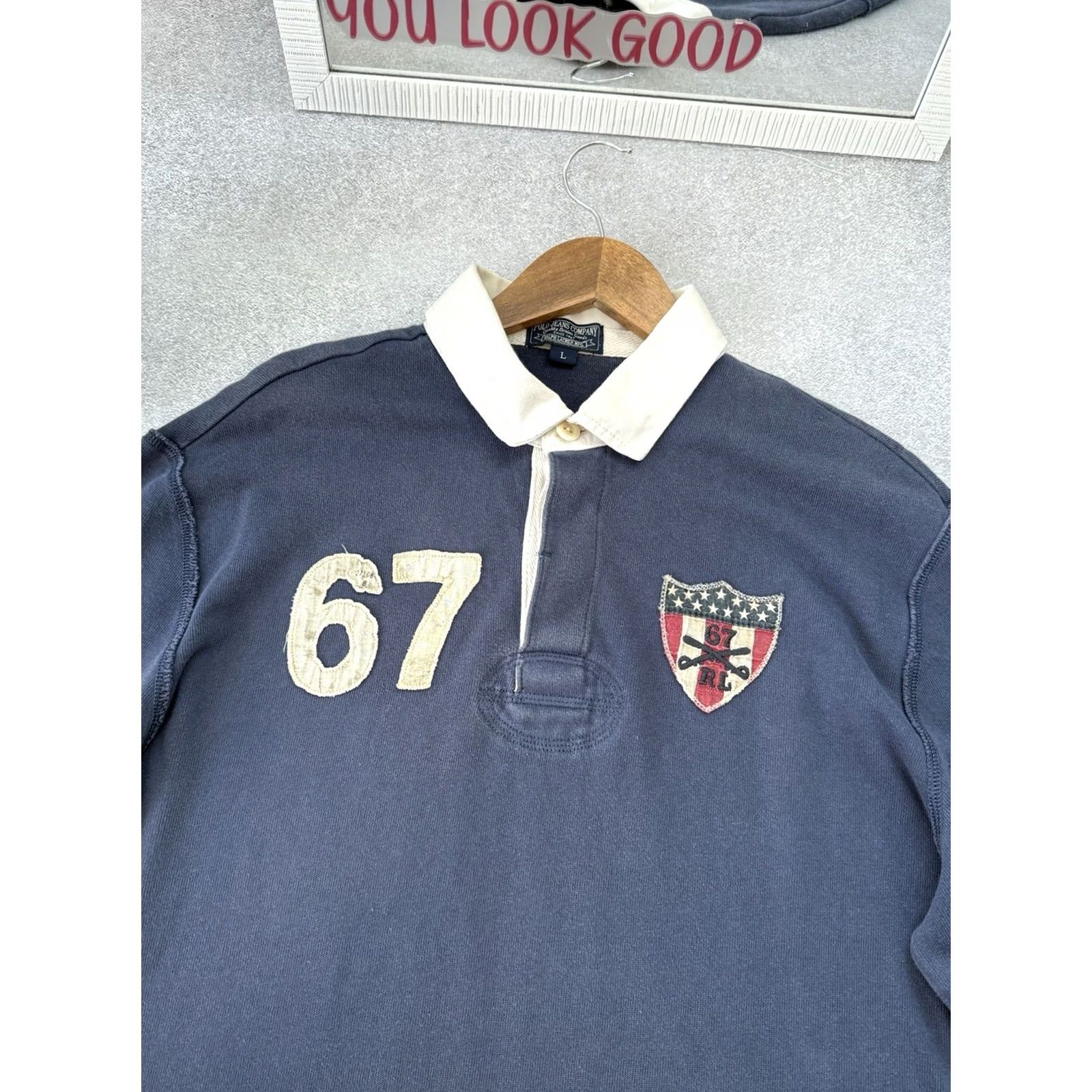 Ralph Lauren VINTAGE Ralph Lauren Polo Jeans Company Long Sleeve Sweatshirt Shirt Men L Blue 67 90s Archive Logo Polo Ralph Lauren Six Seven Size US L / EU 52-54 / 3 - 6 Thumbnail