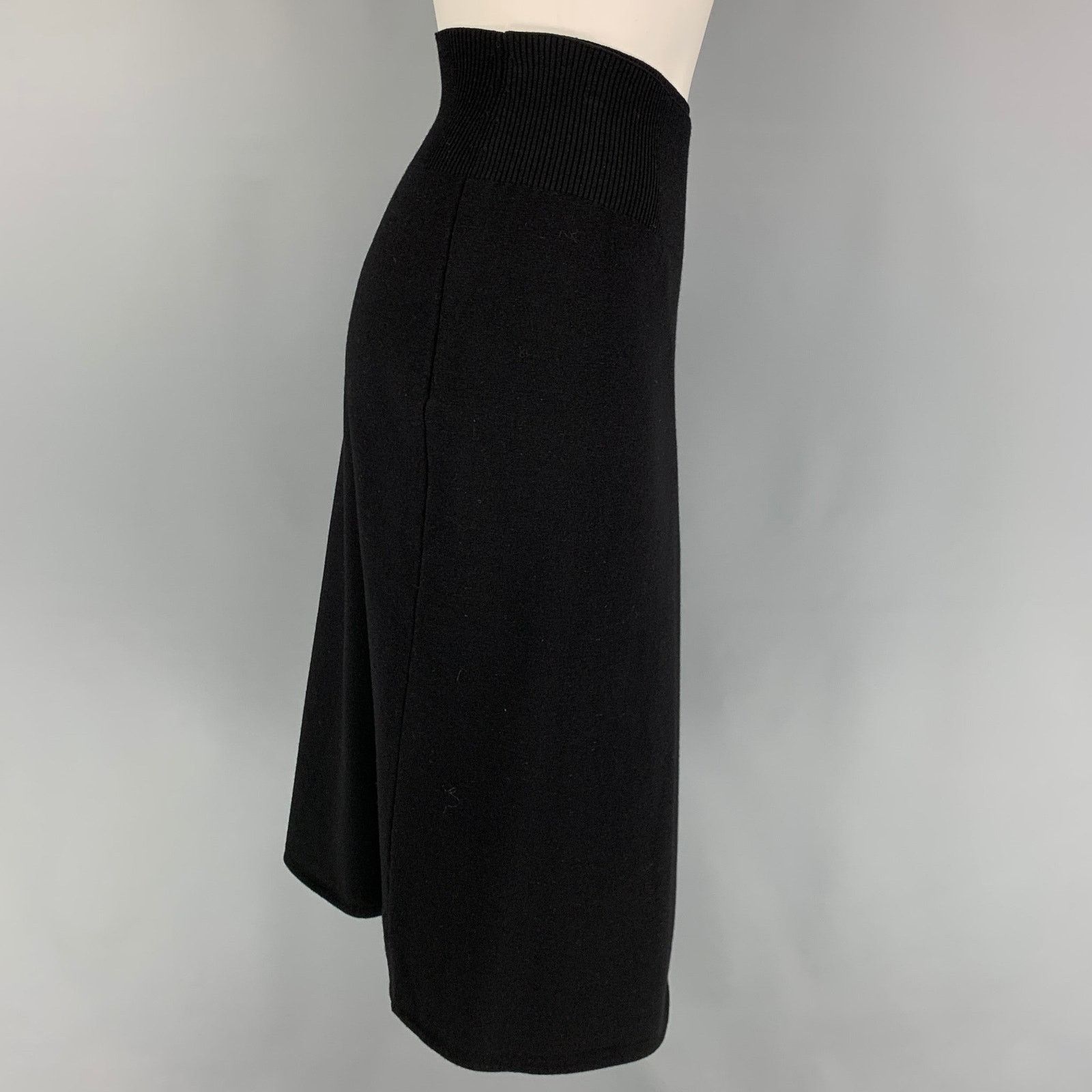 Helmut Lang HELMUT LANG Size L Black Wool Open Front Skirt Size 34" / US 12 / IT 48 - 2 Thumbnail