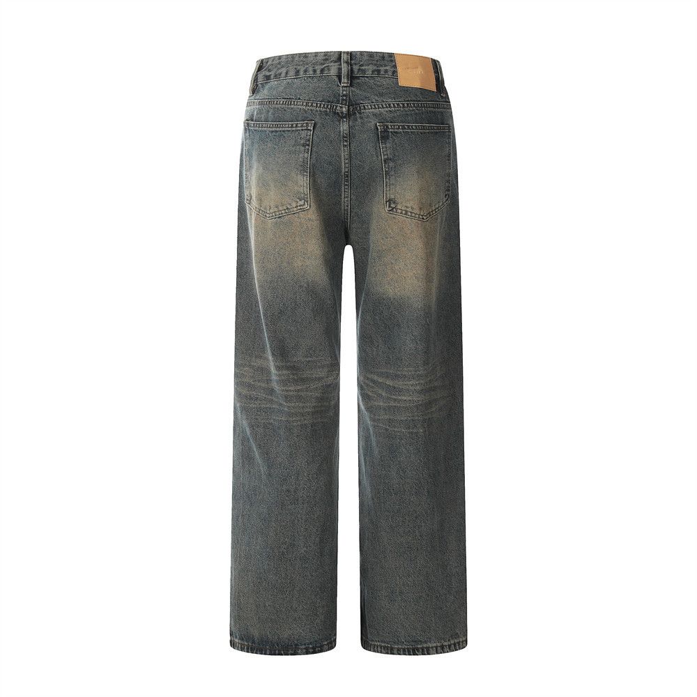 Japanese Brand × Jean Men's retro simple loose casual distressed washed jeans Size US 32 / EU 48 - 2 Thumbnail