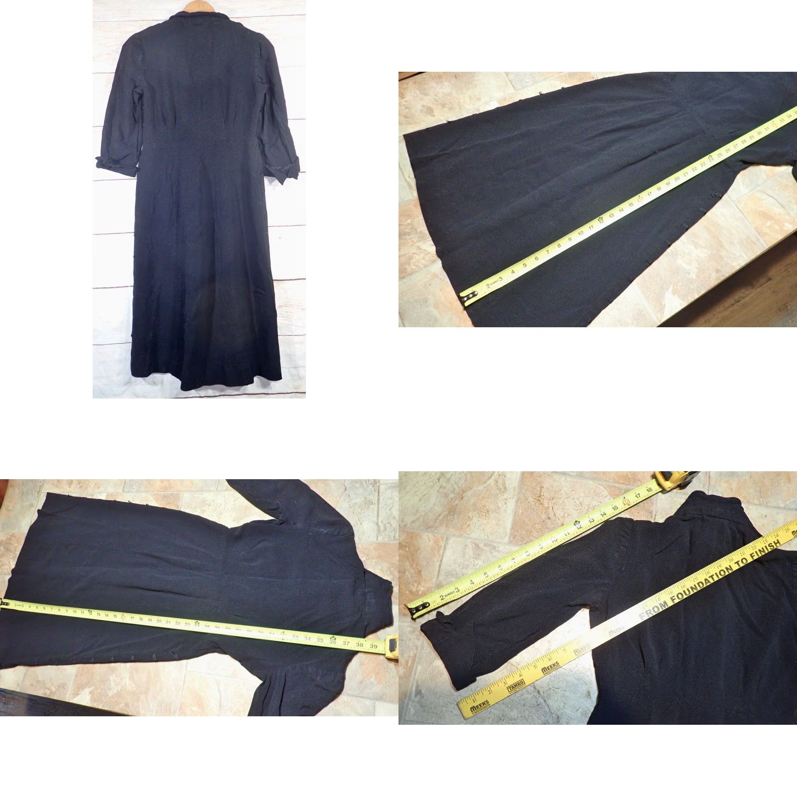 Vintage VINTAGE Rare 1930's 40's Womens XS Black Rayon Wool? Dress Rhinestone Button Maxi 32" 38" 24" Waist 26" Decade 1940s Clubwear Mens Womens Girls Size XS / US 0-2 / IT 36-38 - 8 Thumbnail
