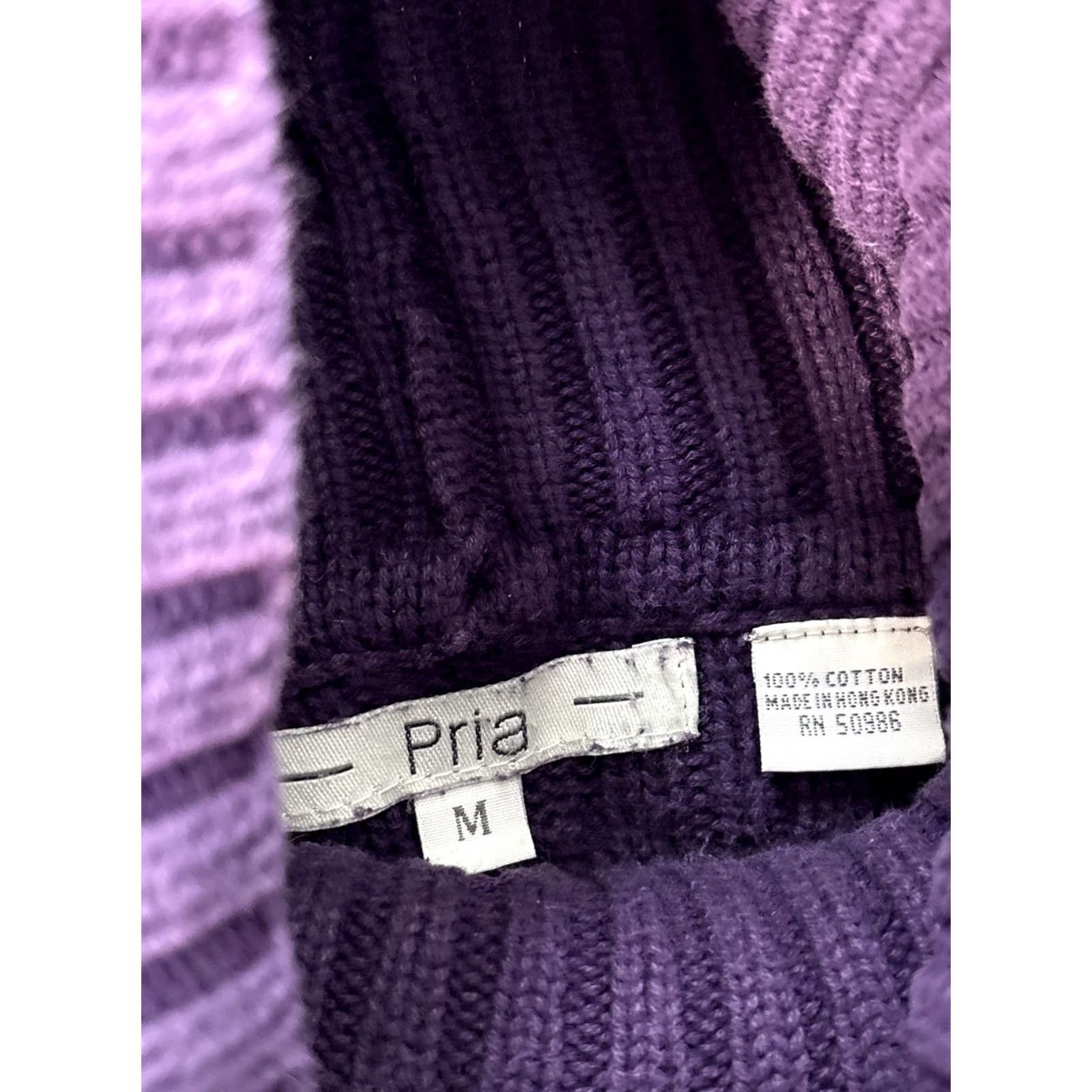 Vintage Vintage Pria Turtleneck Sweater Womens Medium Purple Chunky Cable Knit 90s Size M / US 6-8 / IT 42-44 - 4 Thumbnail