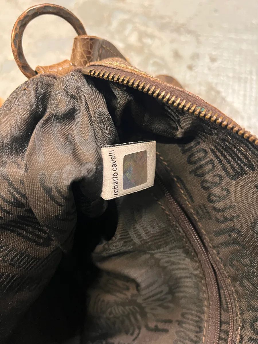 Roberto Cavalli 2000s Roberto Cavalli Leaf Silver Brown Handle Bag Size ONE SIZE - 8 Thumbnail