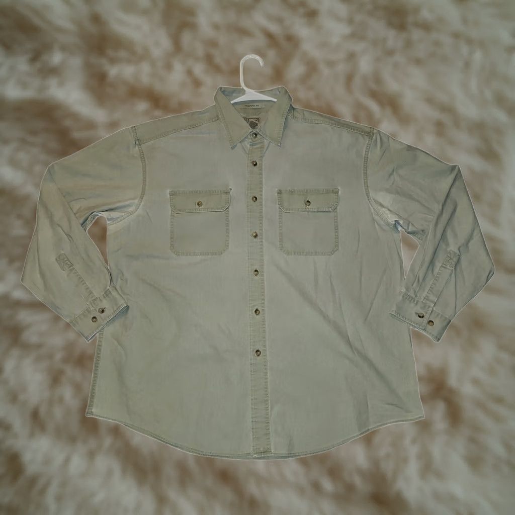 Vintage L.L. Bean Button-Up Shirt Long Sleeve Men's XL Ivory Solid Cotton Button Closure Pockets Traditional Fit Outdoor Fishing Size US XL / EU 56 / 4 - 1 Thumbnail