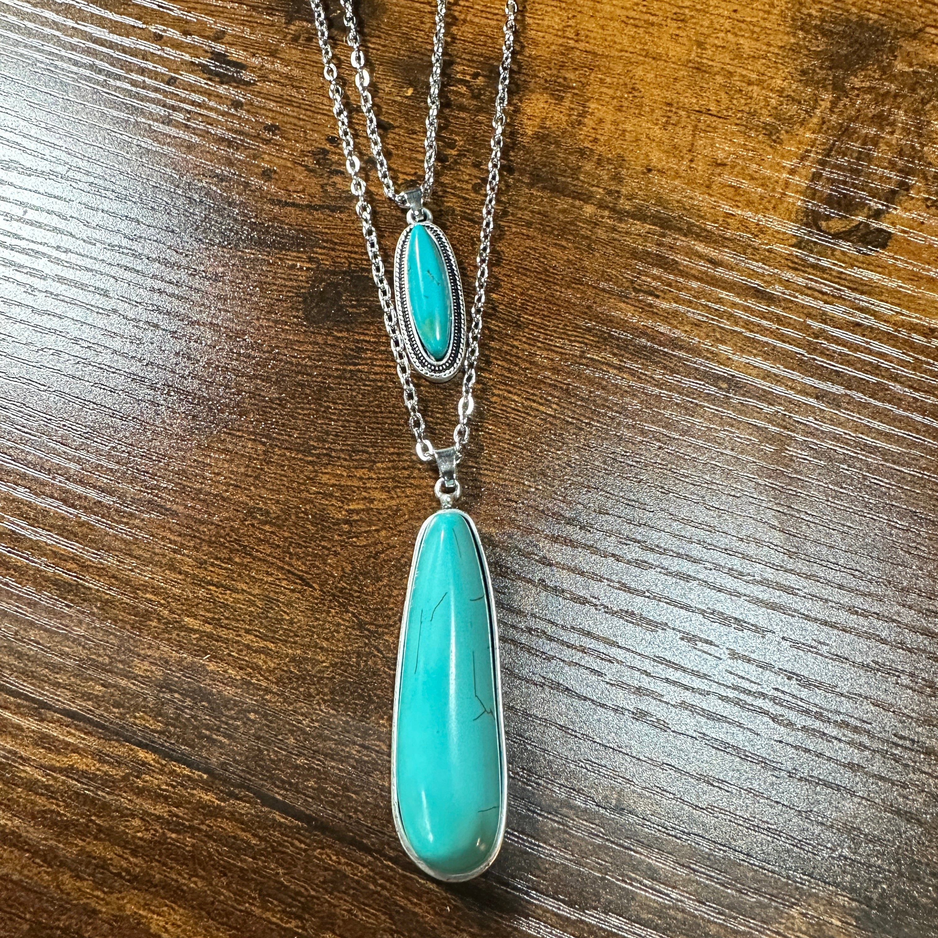 Other Chain Turquoise Necklace Pendant- Elegant 2-Strand Design Size ONE SIZE - 1 Thumbnail