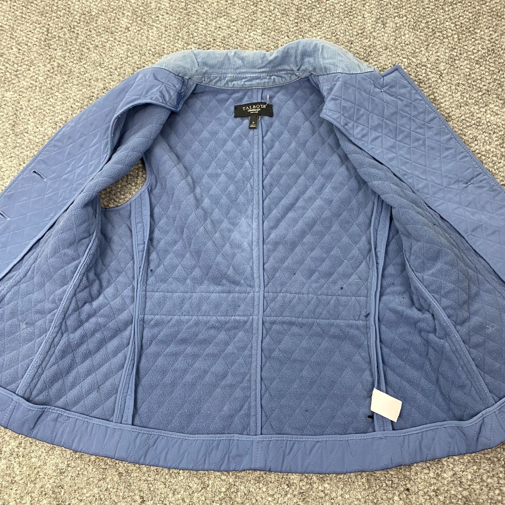 Talbots Talbots Vest Womens Petite Small Blue Quilted Fleece Lined Corduroy Collar Trim Size S / US 4 / IT 40 - 7 Thumbnail