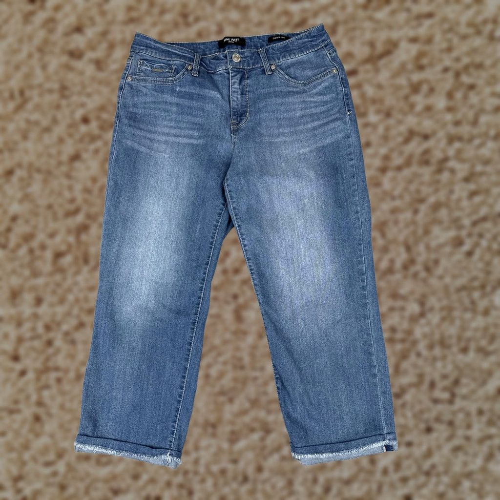 Nine West Nine West Chrystie Capri Jeans Womens 6 Blue Denim Mid Rise 5-Pocket Stretch Capris Size 28" / US 6 / IT 42 - 1 Thumbnail