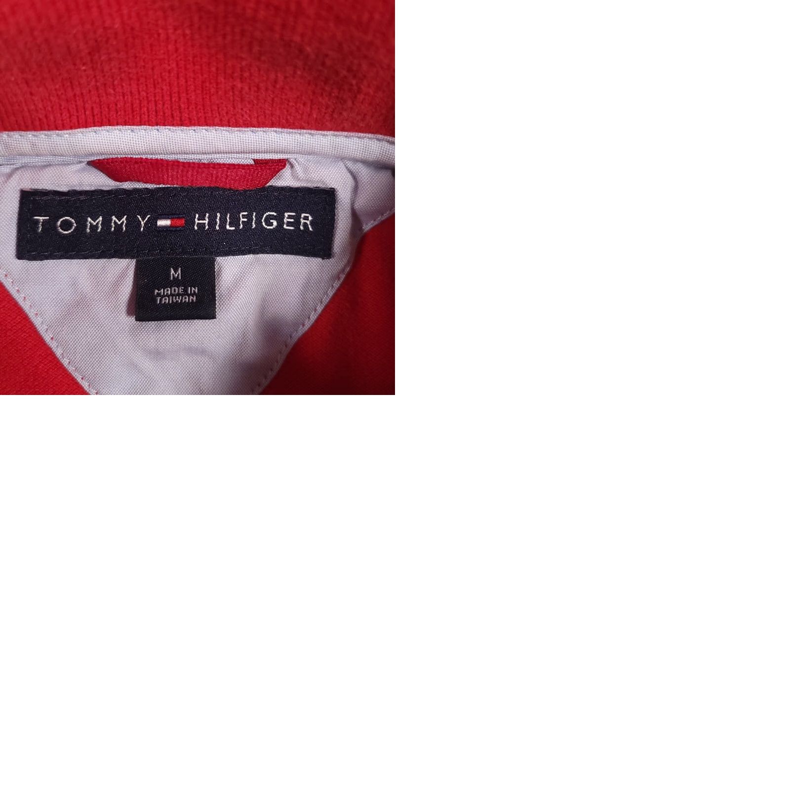 Tommy Hilfiger VINTAGE Tommy Hilfiger Polo Shirt Mens Medium Red White Stripe Red Logo Golf Size US M / EU 48-50 / 2 - 9 Thumbnail