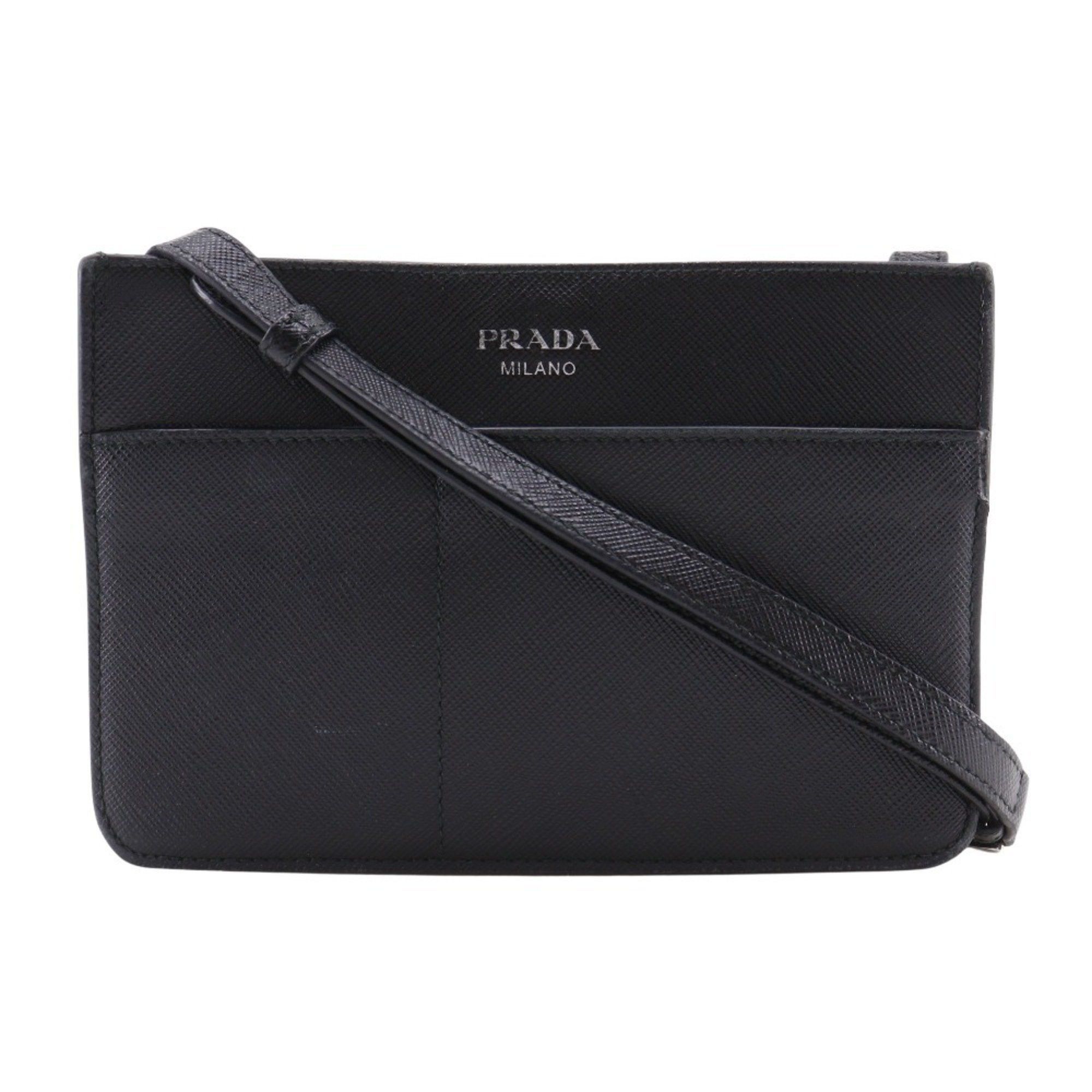Prada Prada Mini Shoulder Bag, Saffiano, Black, Snap Button, Unisex Size ONE SIZE - 1 Thumbnail