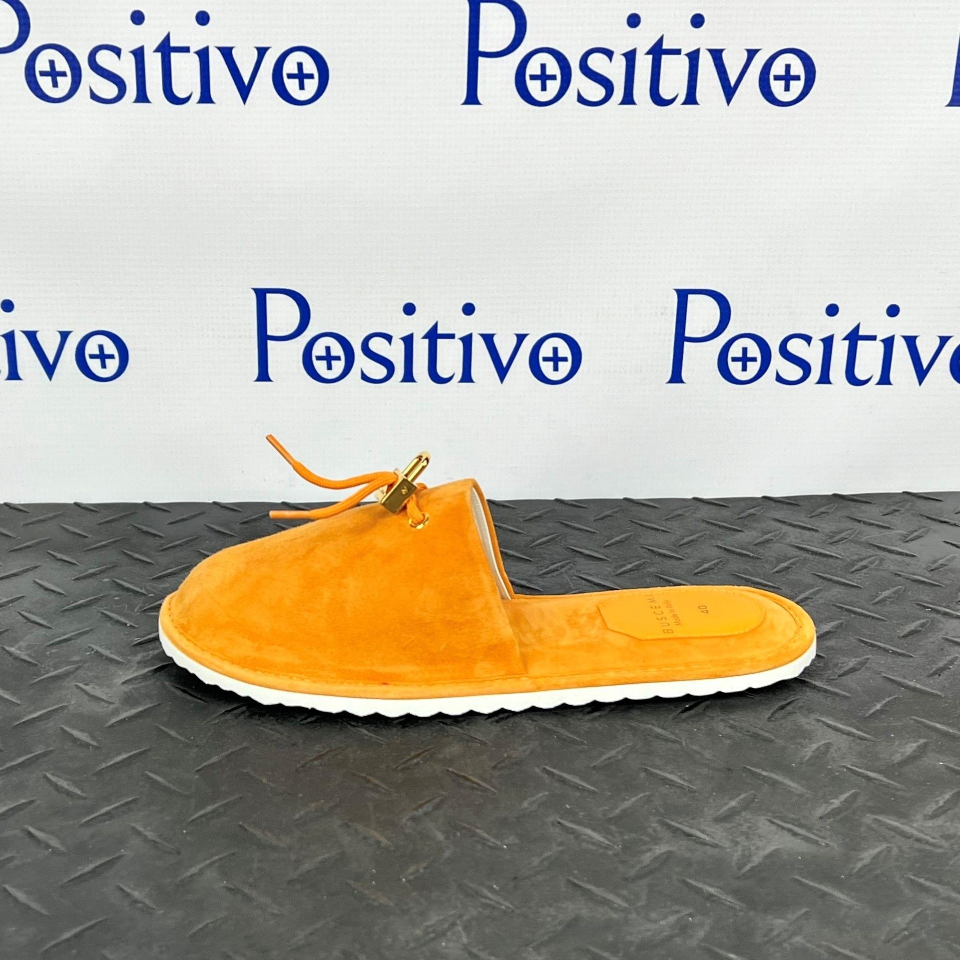 image of Buscemi Mens Greenwich Orange Suede Slippers Us 12 Eu 45