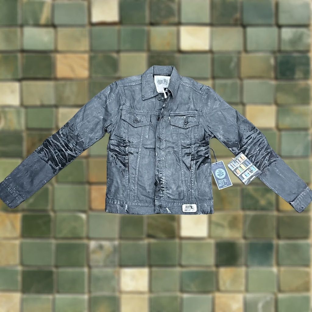 Prps PRPS Black Denim Jean Jacket Distressed MEN'S Small Jacket Mens Black Denim Button Pockets 20 Chest 25 Length Vintage No Size US 29 - 1 Thumbnail