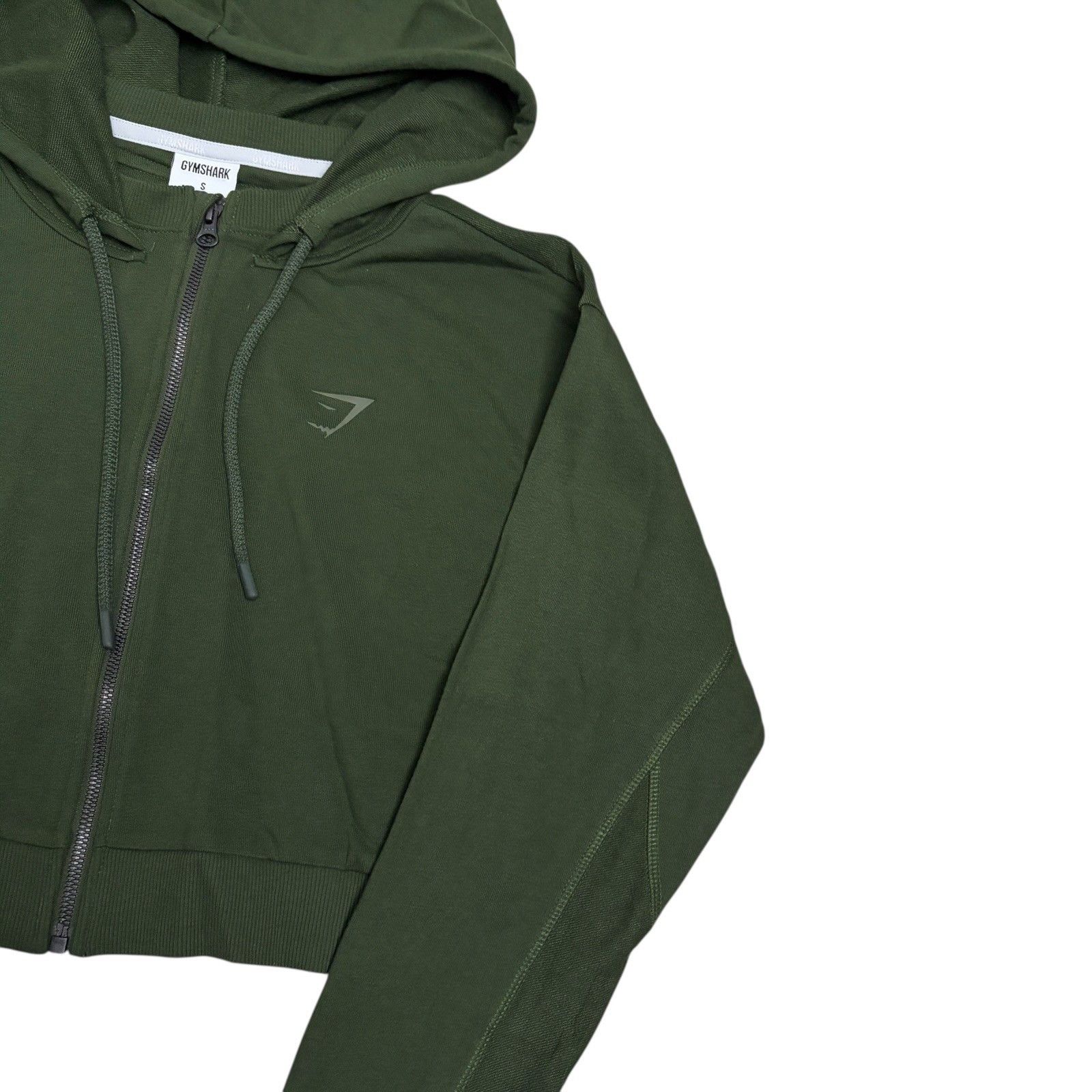 Gymshark GYMSHARK Cropped Green Gym Full Zip Hoodie Sweater Small Size S / US 4 / IT 40 - 2 Thumbnail