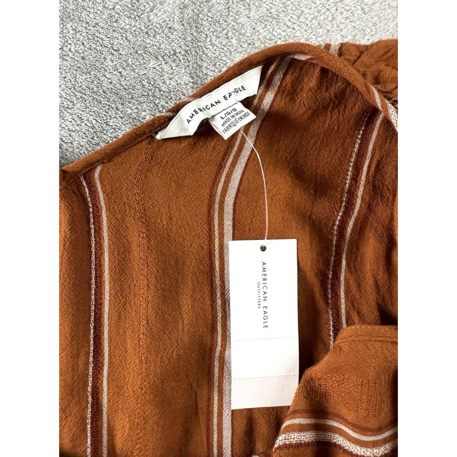 American Eagle Outfitters American Eagle Outfitters Cropped Knit Tank Rust L Boho Concert Ruffle Sleeve Women Size L / US 10 / IT 46 - 3 Thumbnail