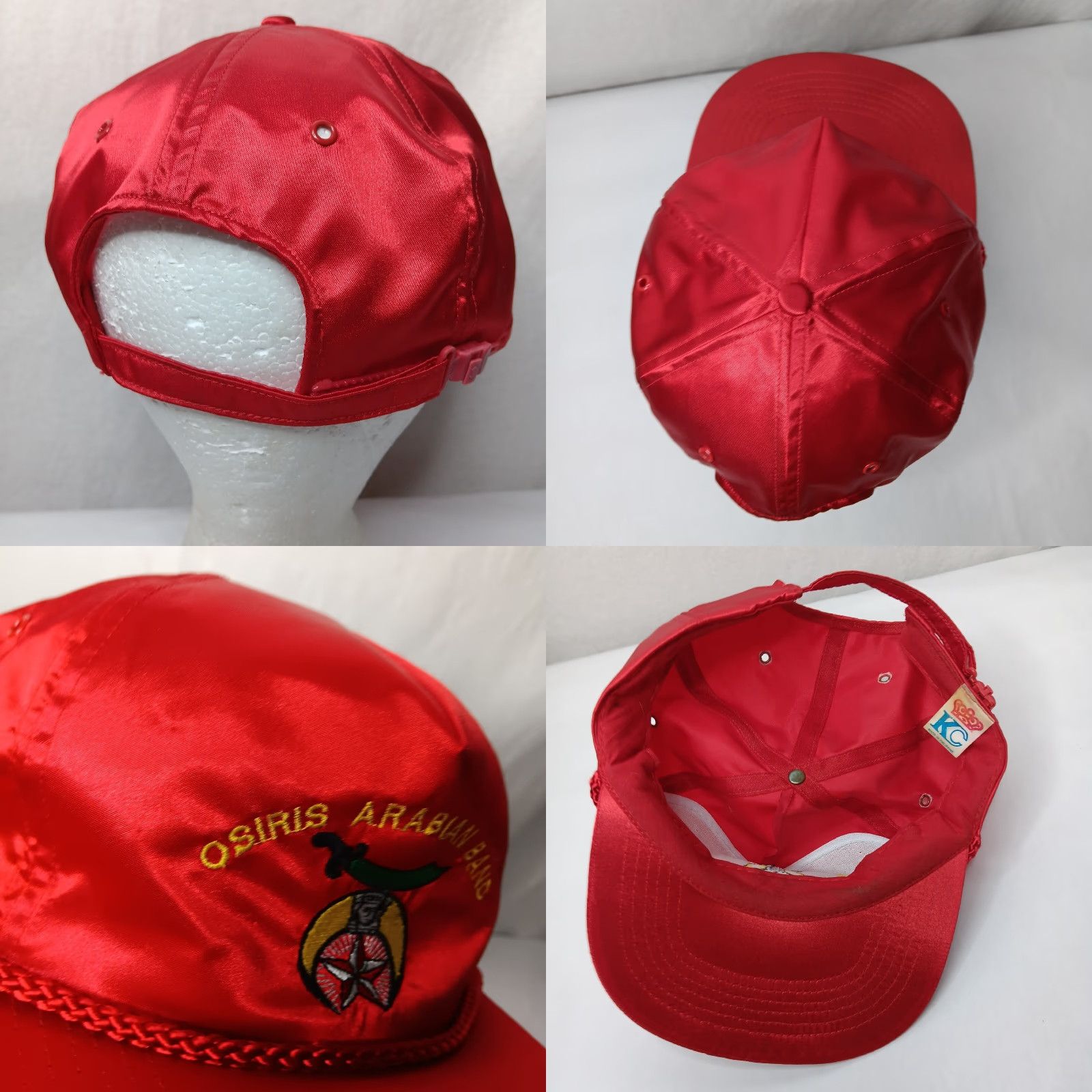 Vintage VINTAGE KC Shriners Osiris Arabian Band Cap Red Satin Adjustable YKK One Size Men Size ONE SIZE - 8 Thumbnail