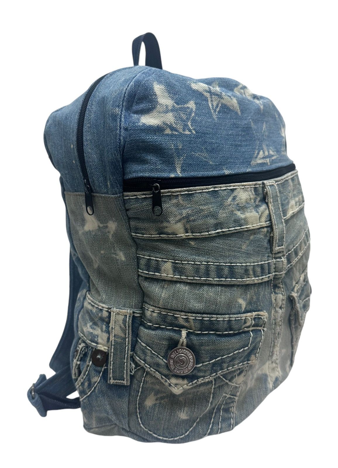If Six Was Nine RARE ‼️ True Religion Patchwork Custom Made Denim Backpack Size ONE SIZE - 3 Thumbnail