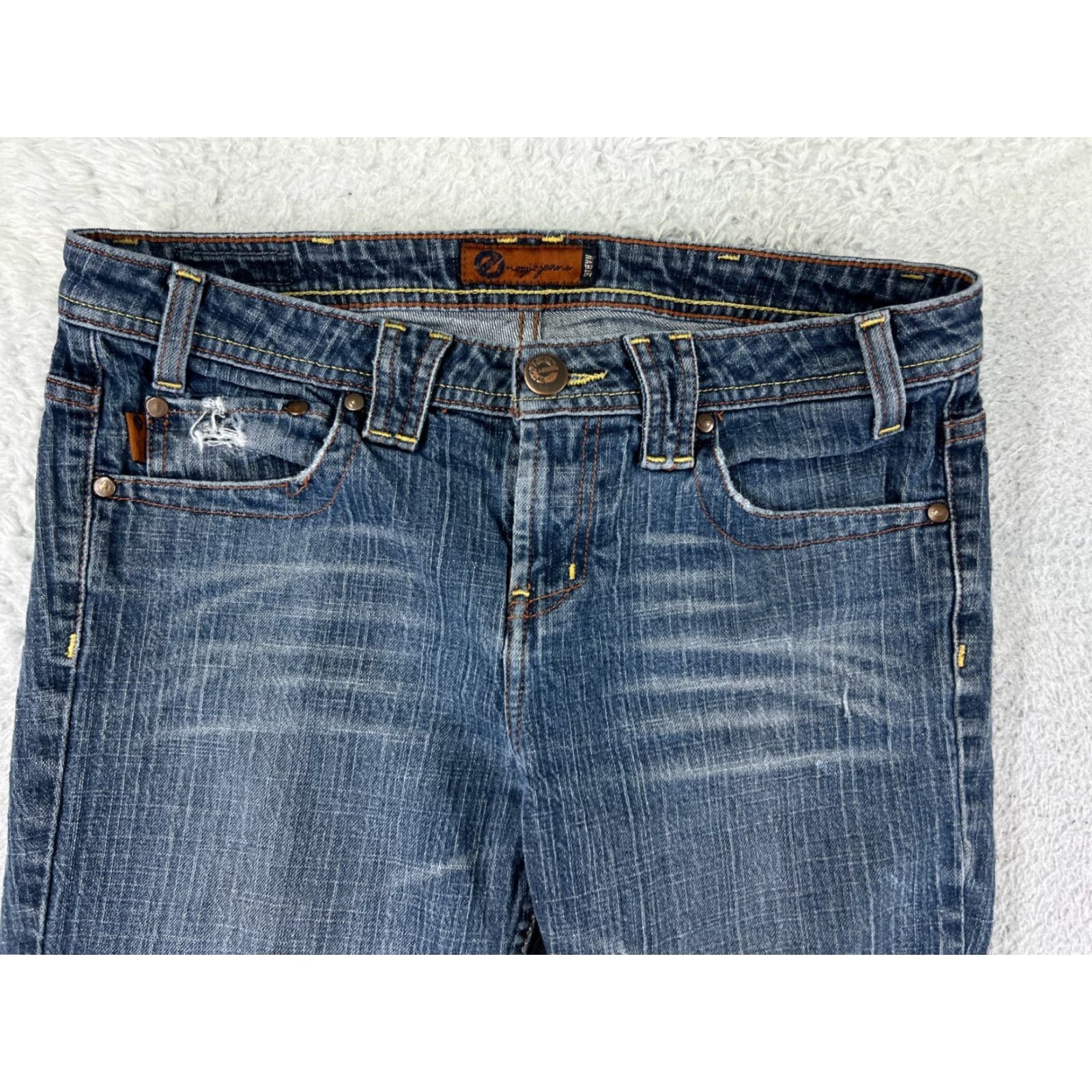 Energie Energie Jeans Women Blue Denim Bootcut Pant 30.5 Inseam 25W Regular Fit Distressed Cotton Blend Size 11 Adult Womens Jeans Size 32" / US 10 / IT 46 - 4 Thumbnail