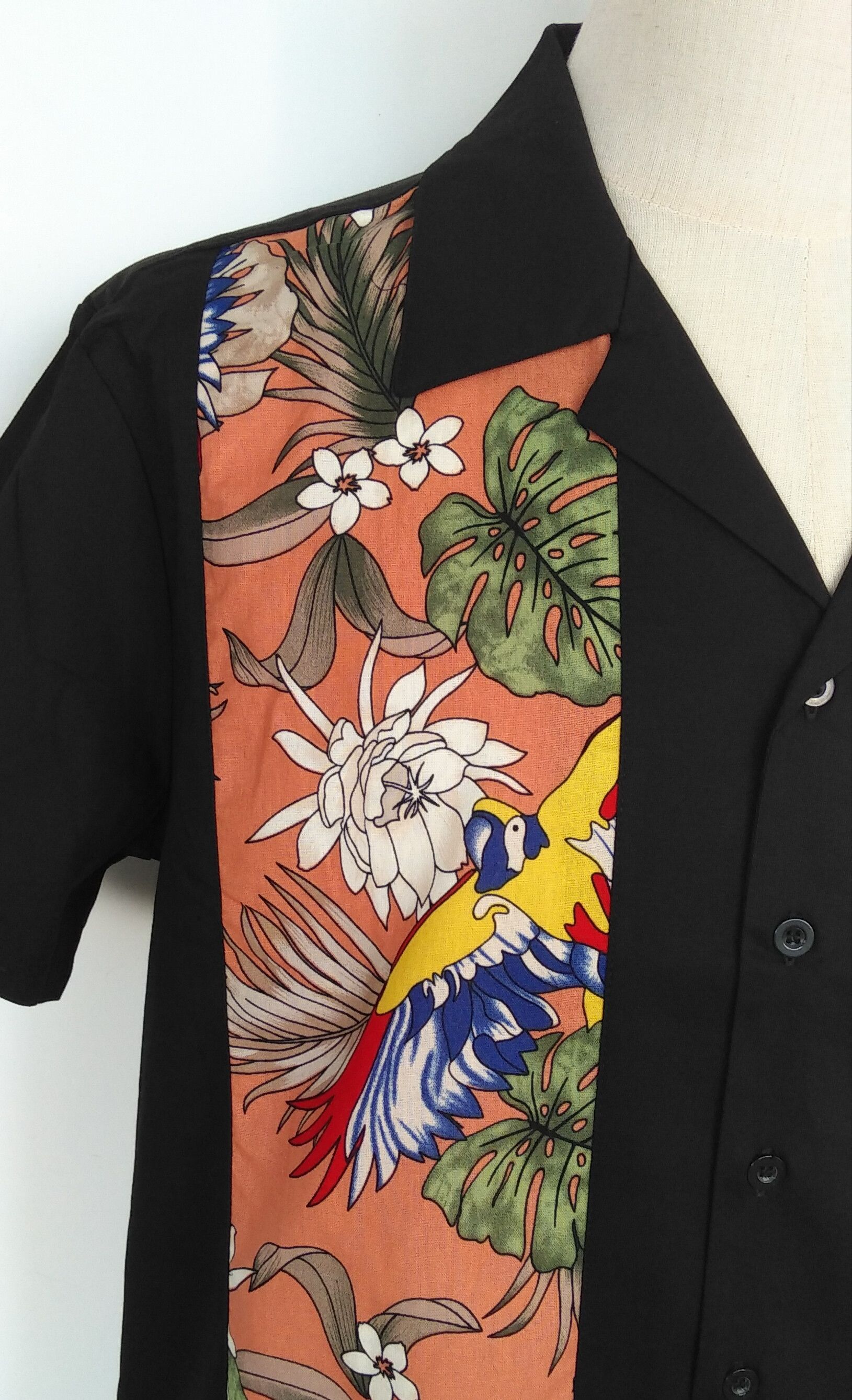 Other Pocket Black Men Shirts Contrast Birds Pattern Size US XL / EU 56 / 4 - 6 Thumbnail
