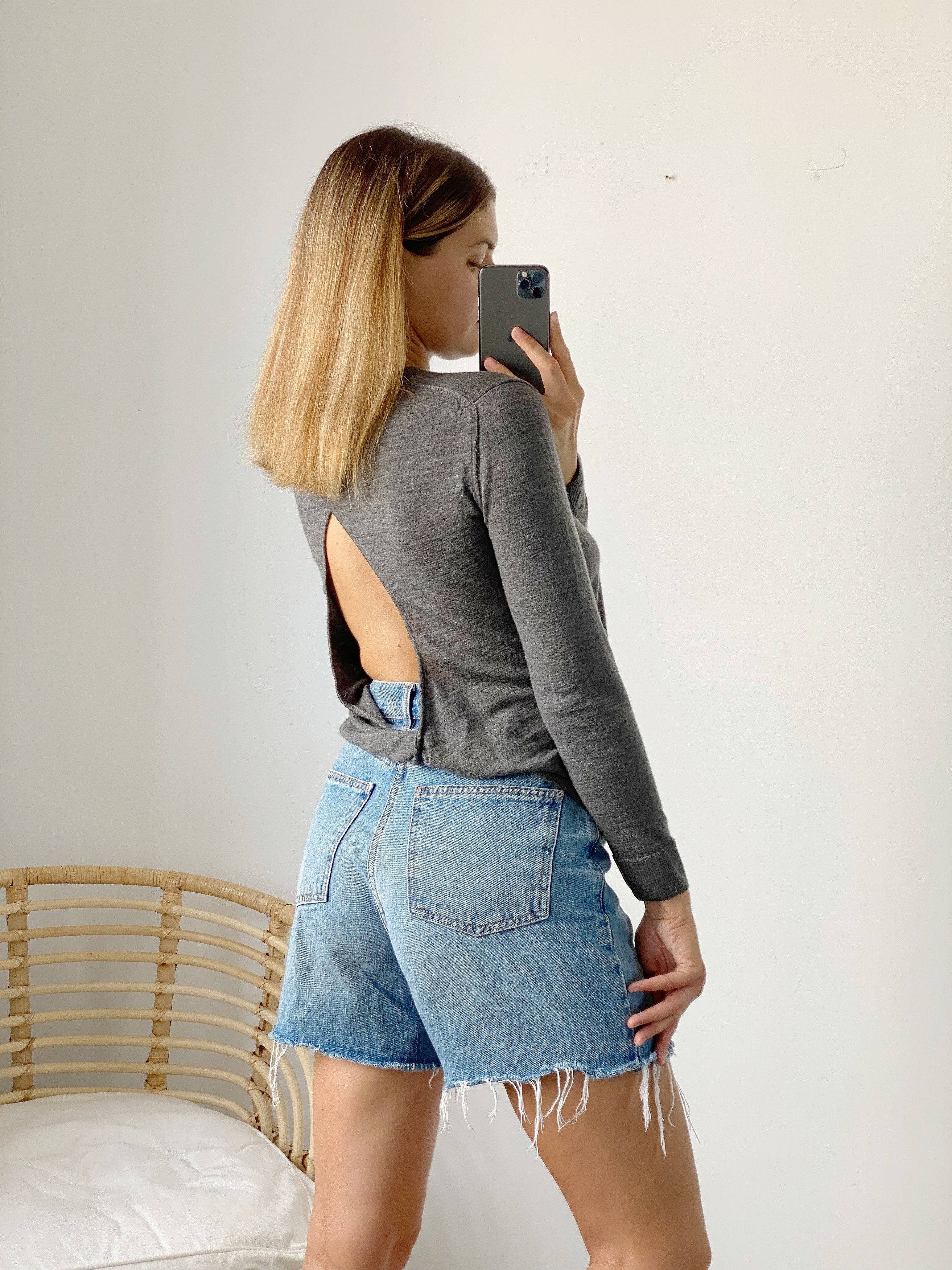 Designer Stefanel Sweater Jumper Grey Soft Wool for Ladies / Women's Size S / US 4 / IT 40 - 8 Thumbnail