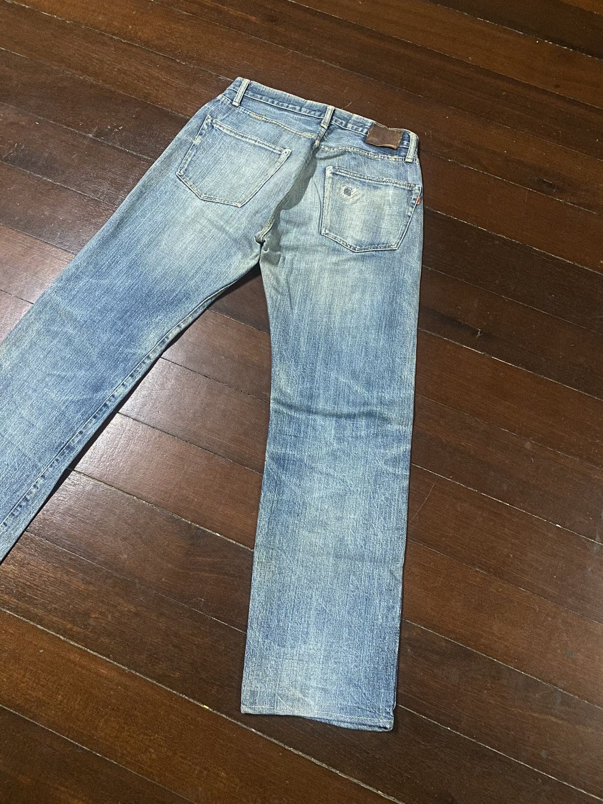 OMNIGOD Rare vintage Omnigod Distressed orenge Selvedge Jeans rework Size US 32 / EU 48 - 14 Thumbnail