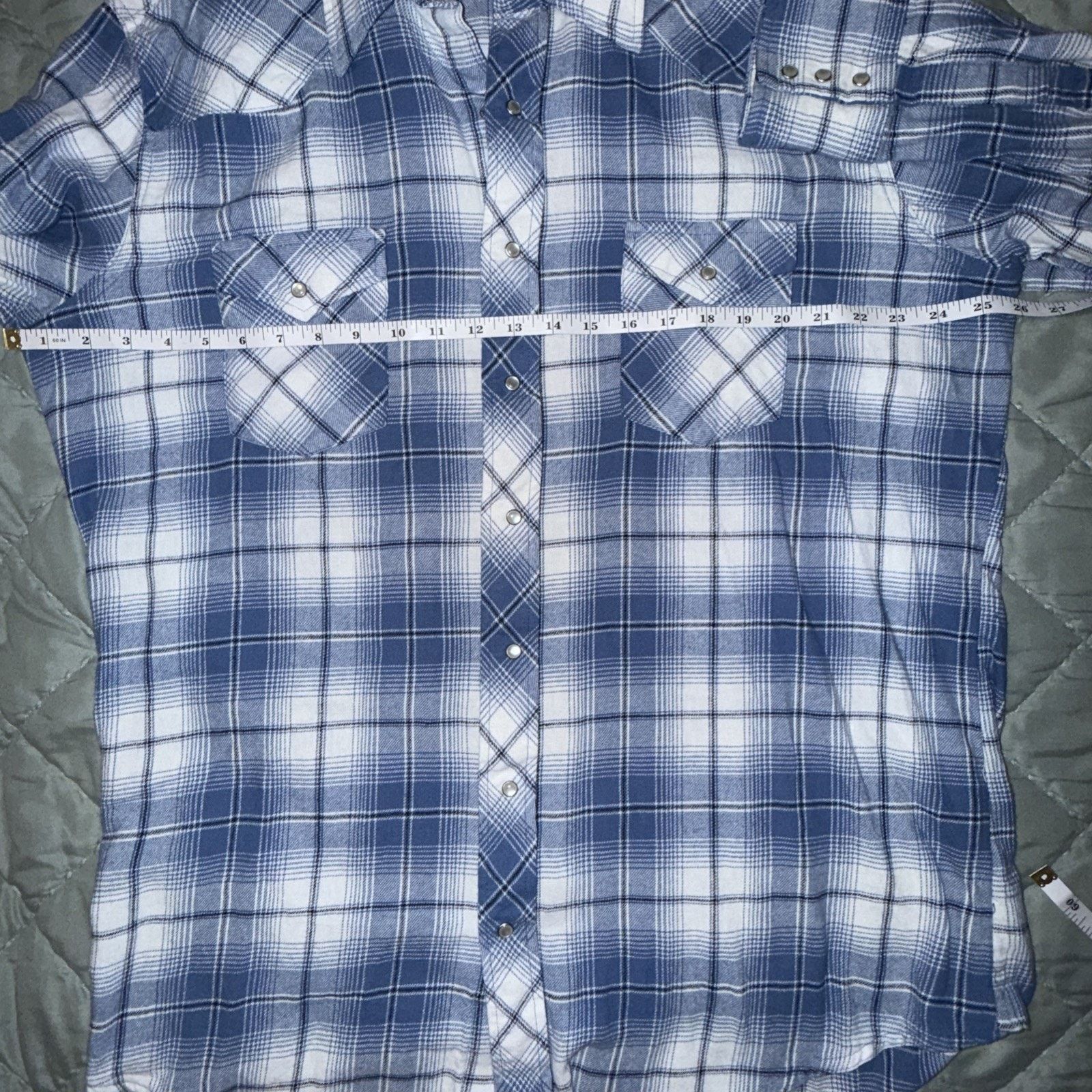 Wrangler Wrangler Wrancher Shirt M Pearl Snap Blue Plaid Sz XLT Rodeo Size US XL / EU 56 / 4 - 6 Thumbnail