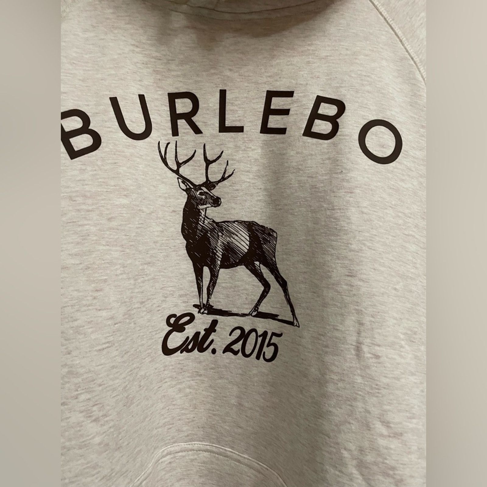 BURLEBO Fleece Hoodie in Whitetail Deer Oatmeal Men XL