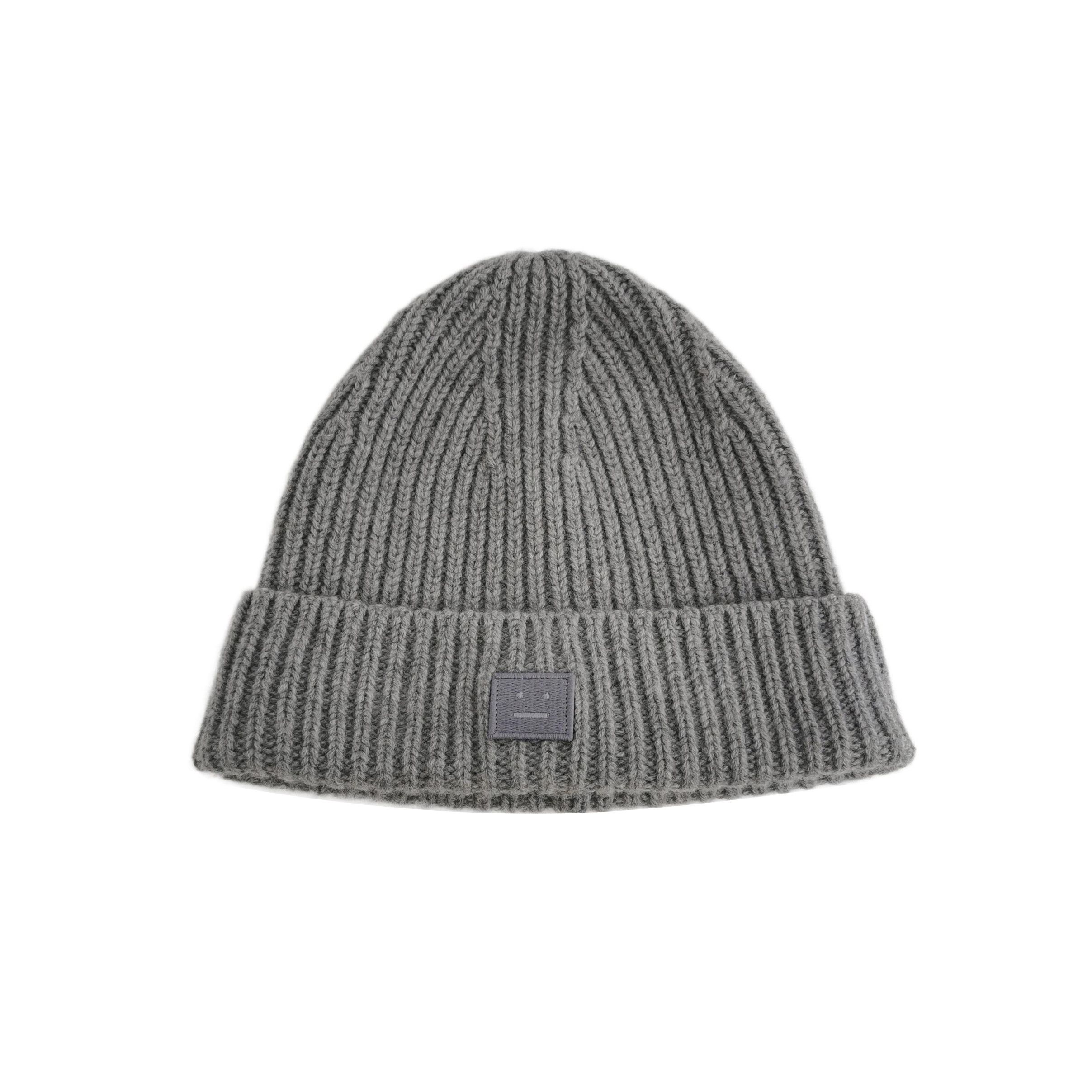 Acne Studios Acne Studios Gray Face Patch Wool Beanie Size OS Size ONE SIZE - 1 Thumbnail