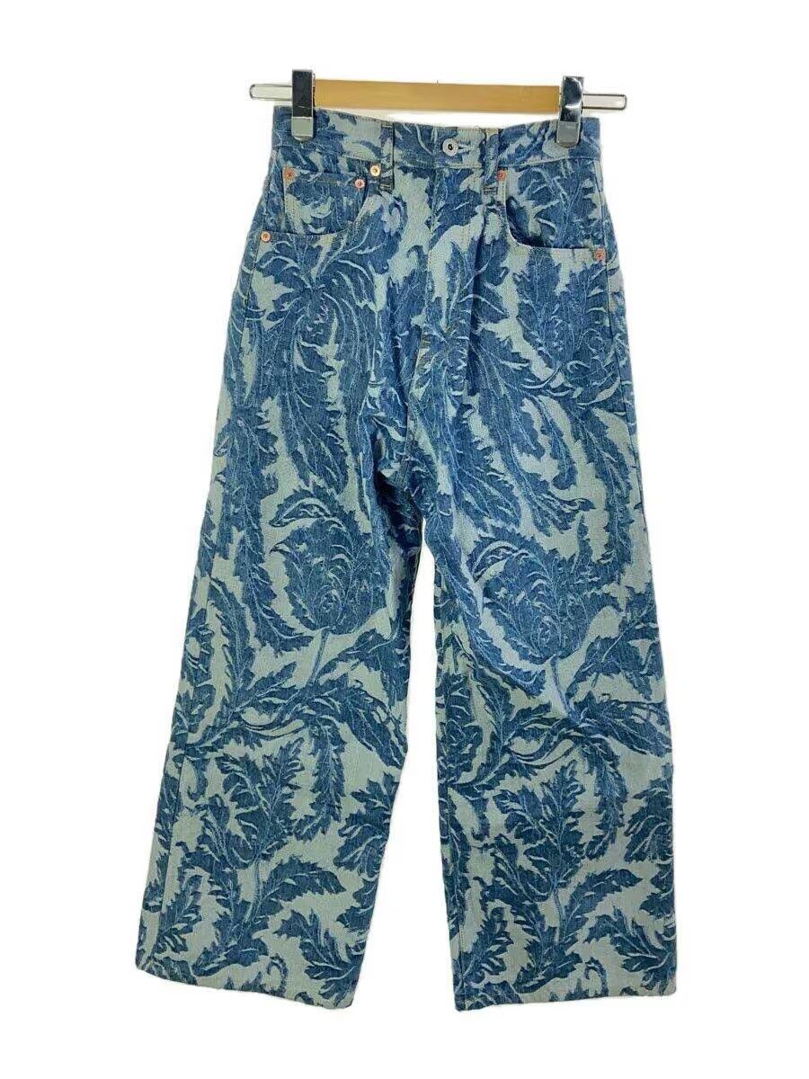 Botanical Jacquard Wide Leg Denim Jeans